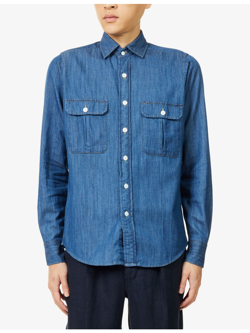 Double-Pocket Denim Work Shirt - 3