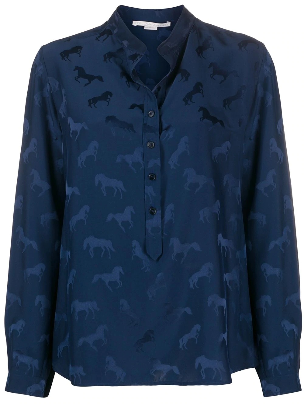 horses-jacquard button-placket blouse - 1