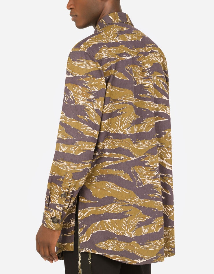 Camouflage-print cotton shirt with patch - 5