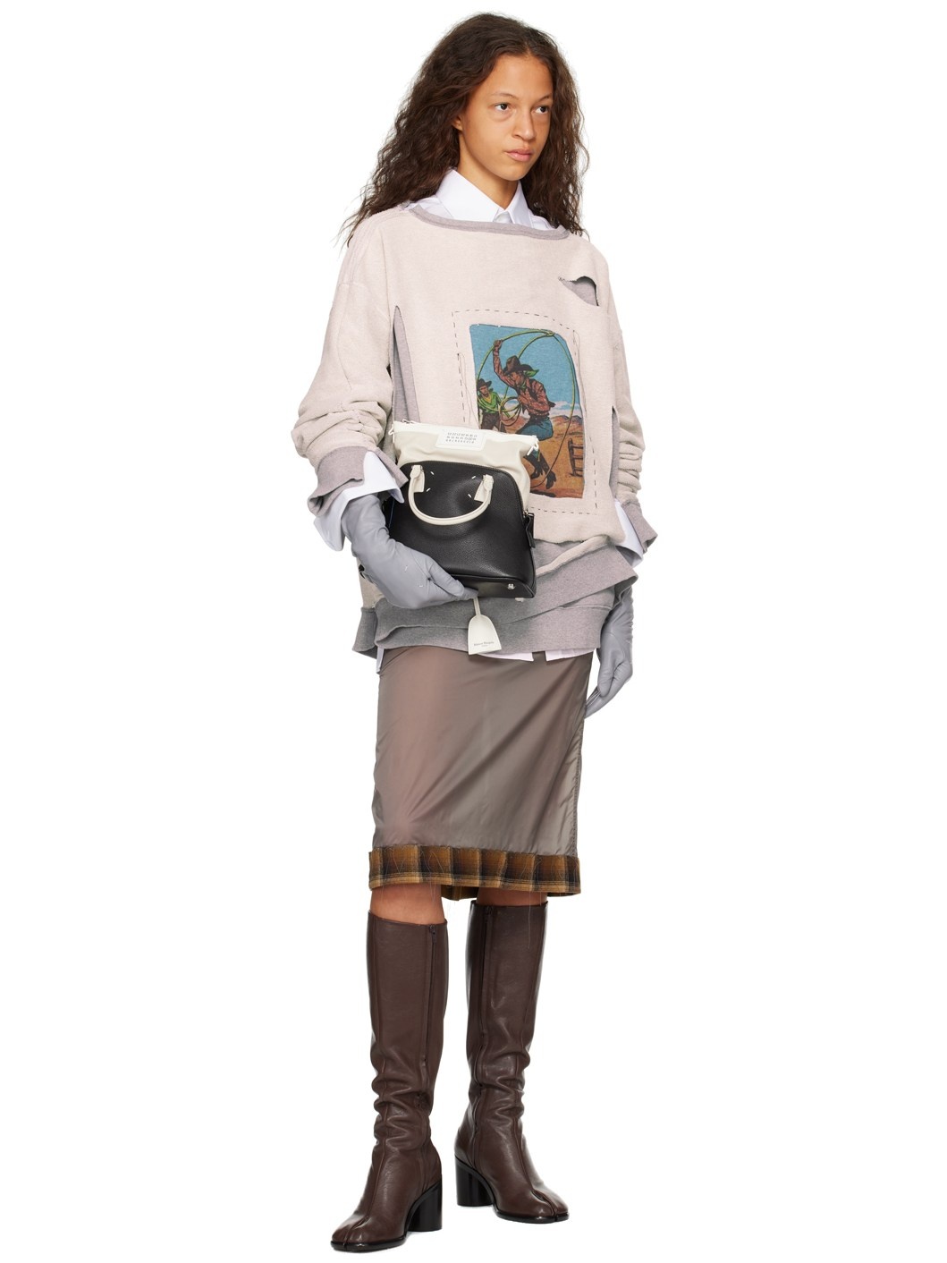 Gray & Off-White Layered Sweatshirt - 4