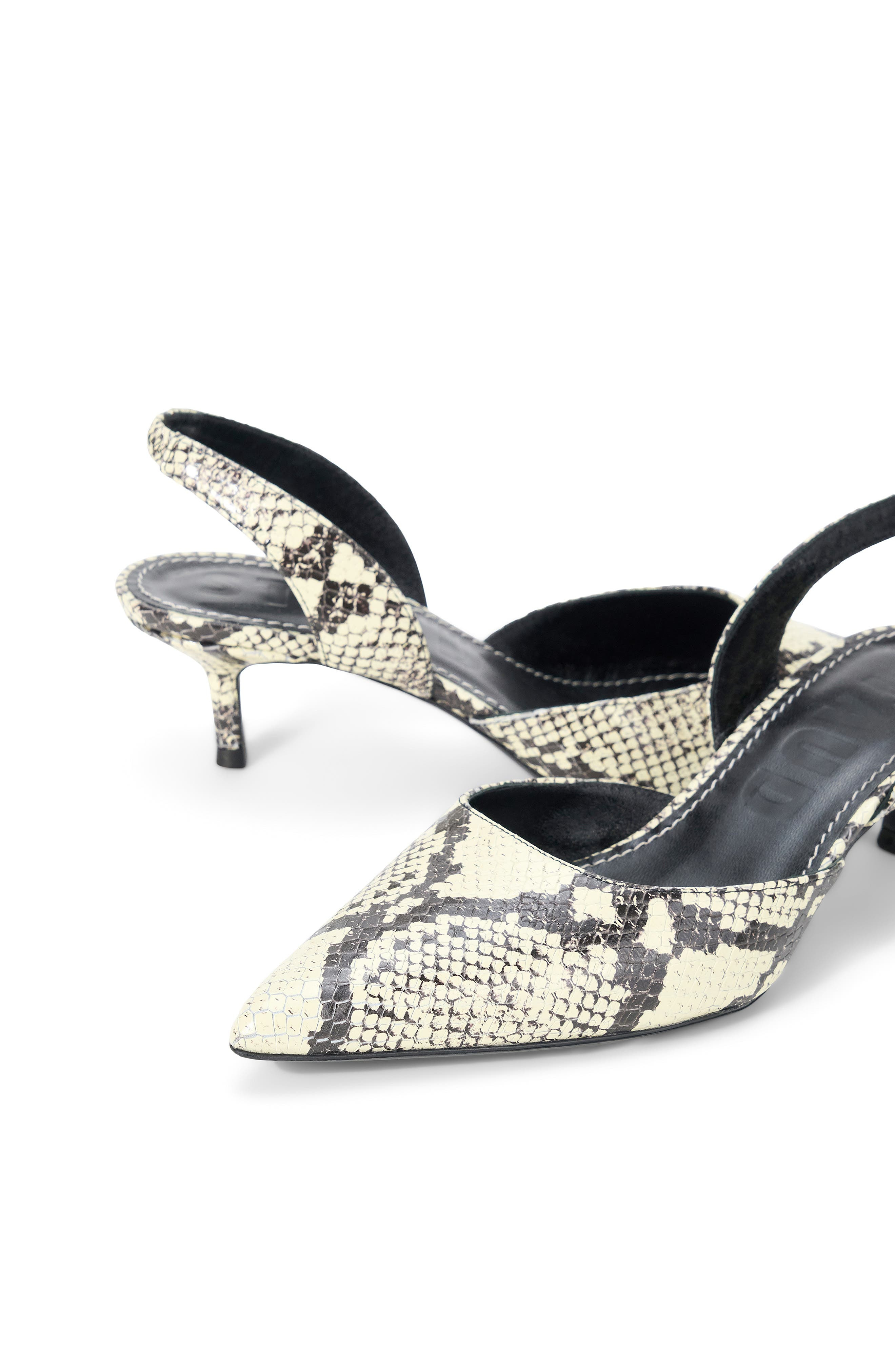 STAUD Sebastian Slingback Pointed Toe Kitten Heel Pump in White Snake at Nordstrom - 5