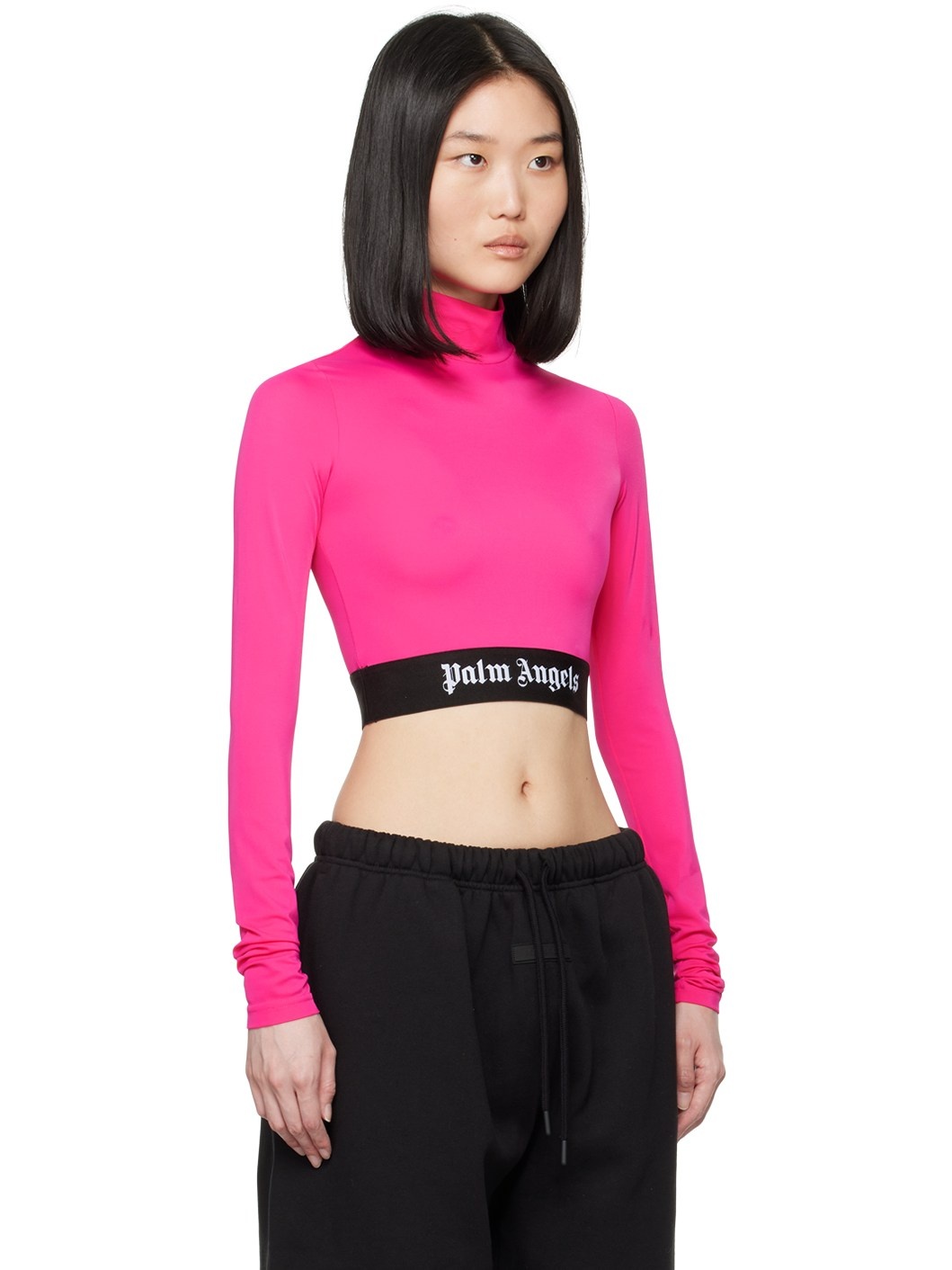 Pink Cropped Long Sleeve T-Shirt - 2