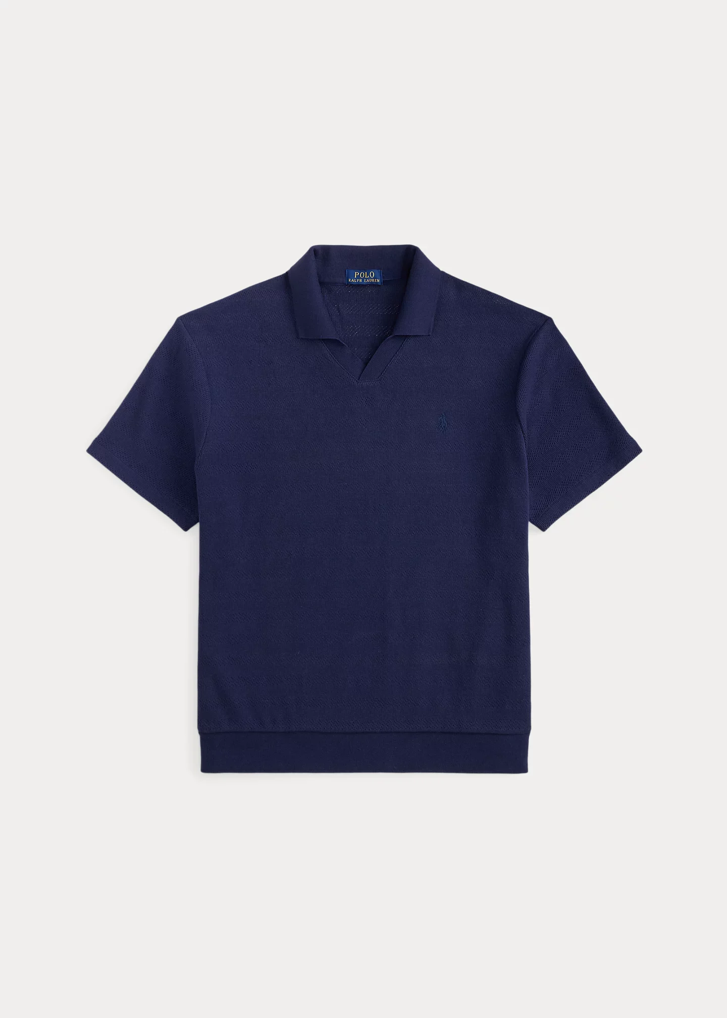 Pointelle-Ribbed Polo Shirt - 1