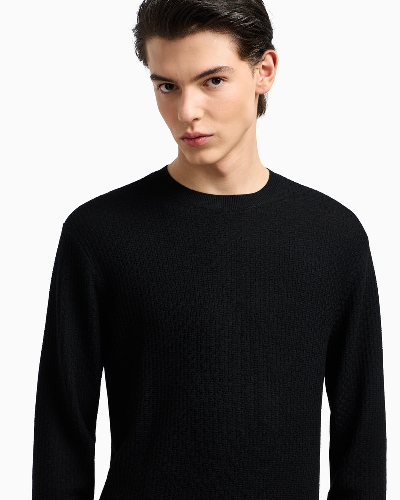VIRGIN WOOL JUMPER WITH EMBOSSED JACQUARD PATTERN 5