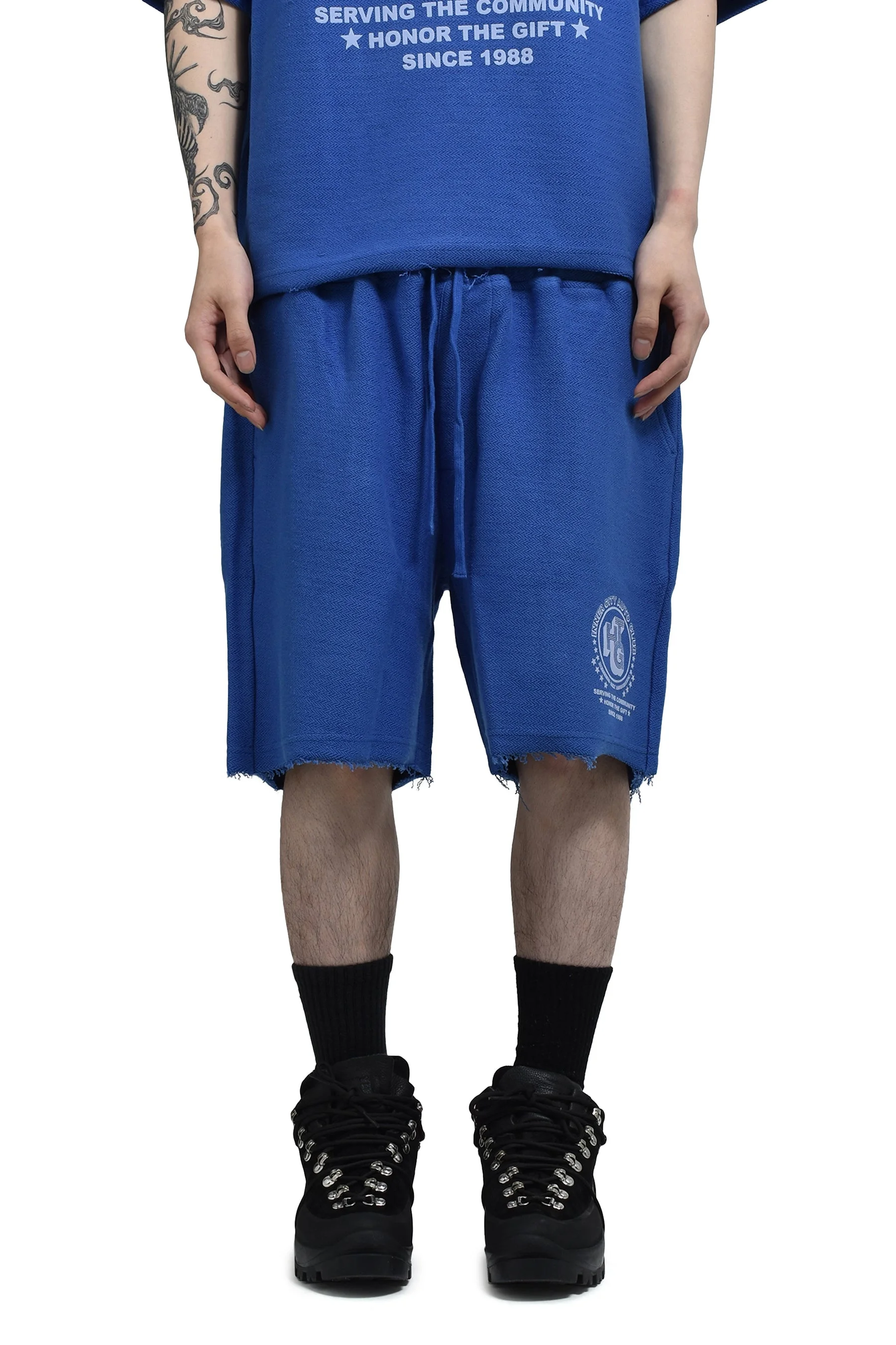 RACE HERRINGBONE SHORT / BLU - 1