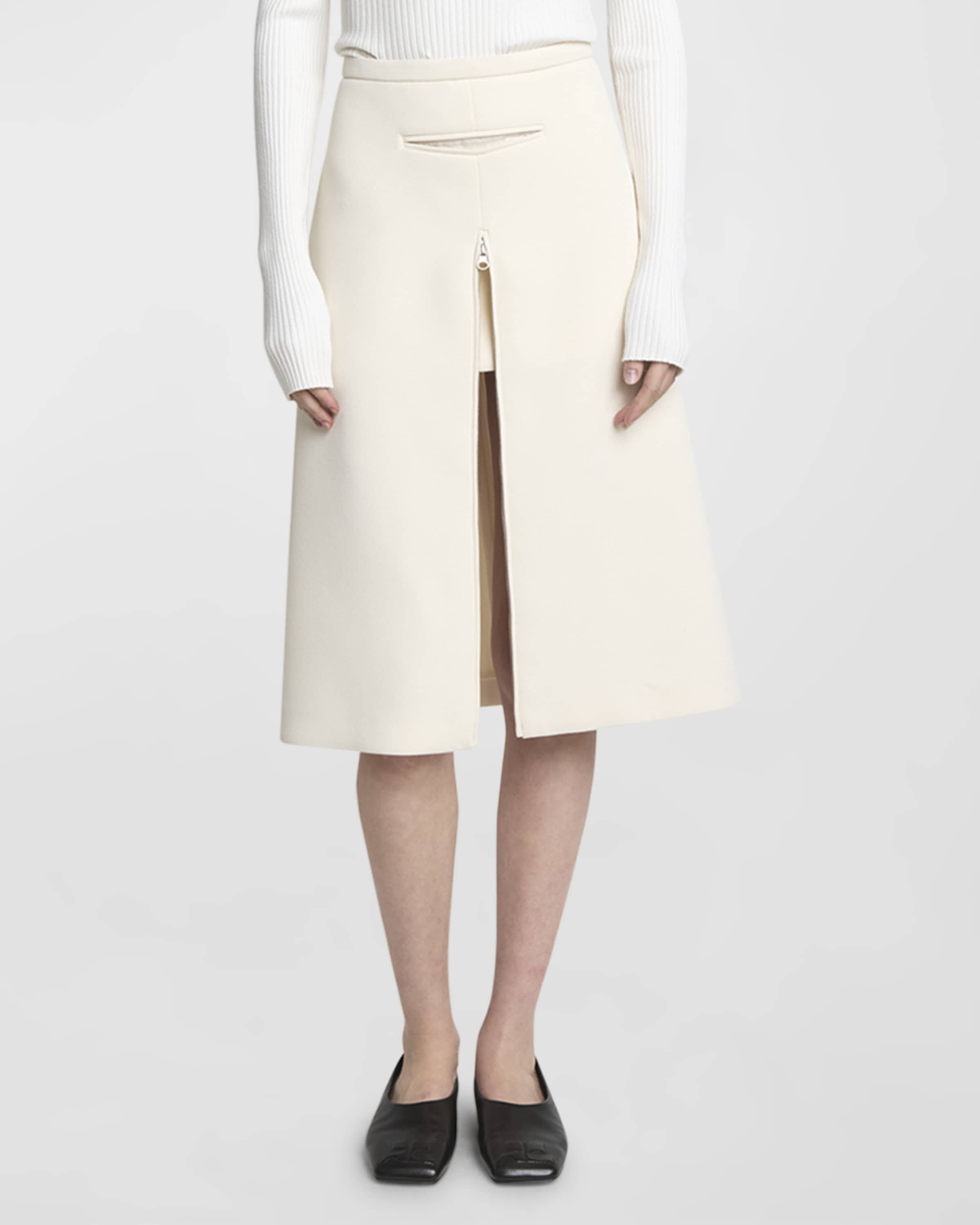 Tailored Heritage Crepe Zip-Slit Skirt - 2