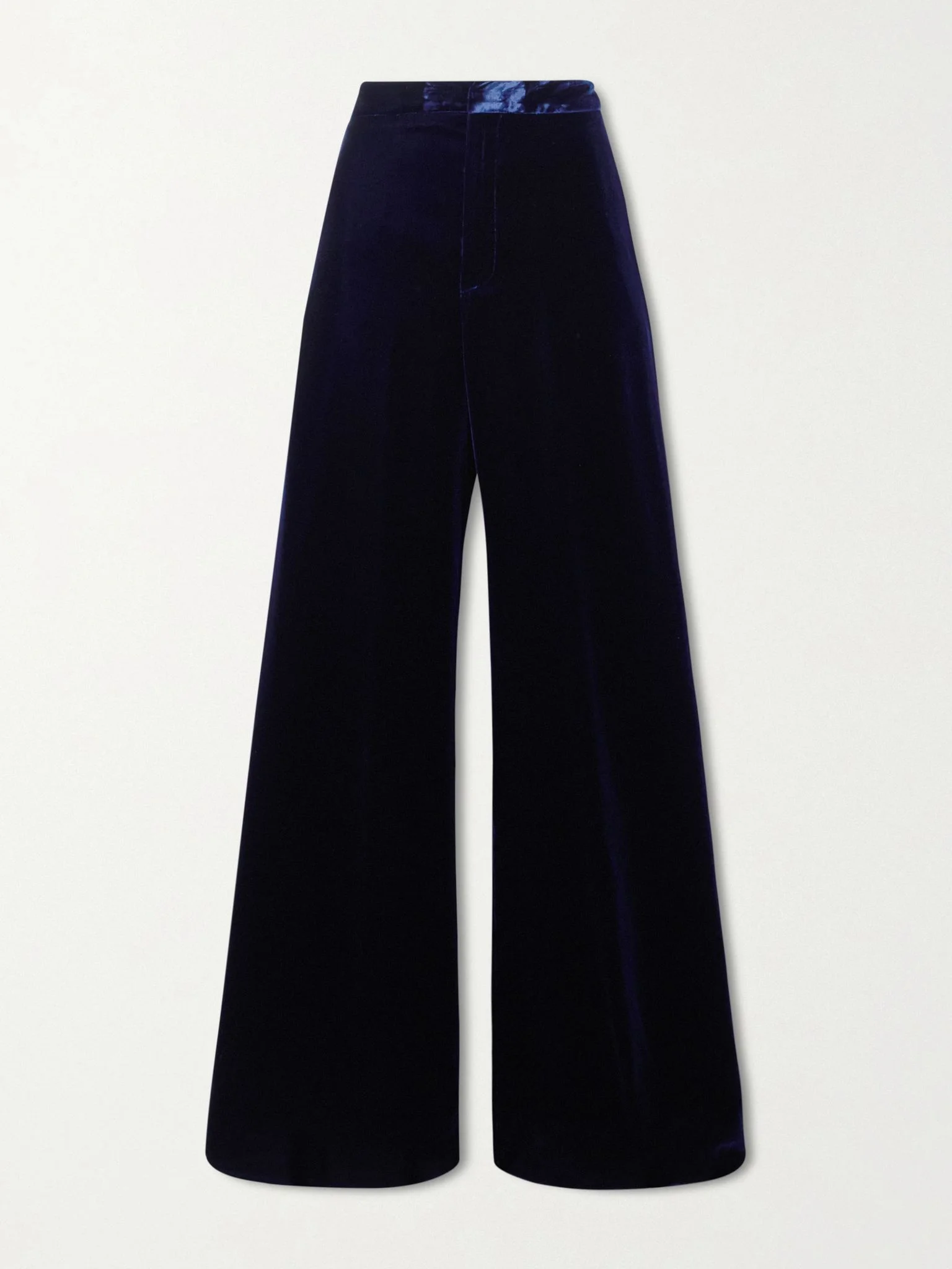 Velvet wide-leg pants Navy - 1