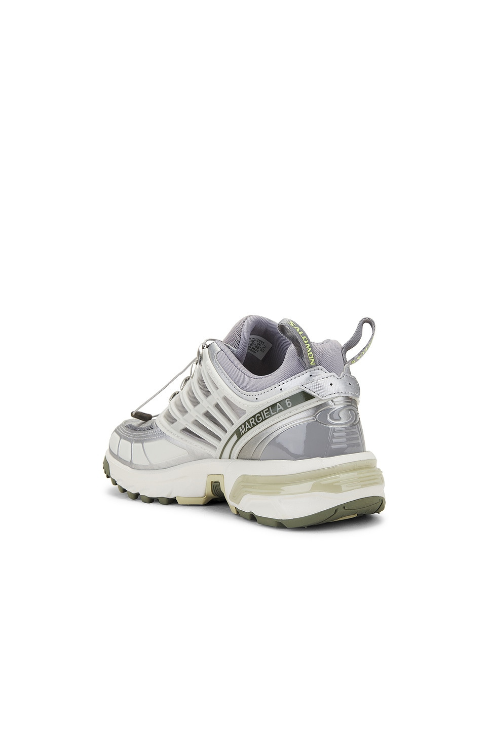 X Salomon Cross Low Sneakers in Sharkskin, Silver, &amp; Sharp Green - 3