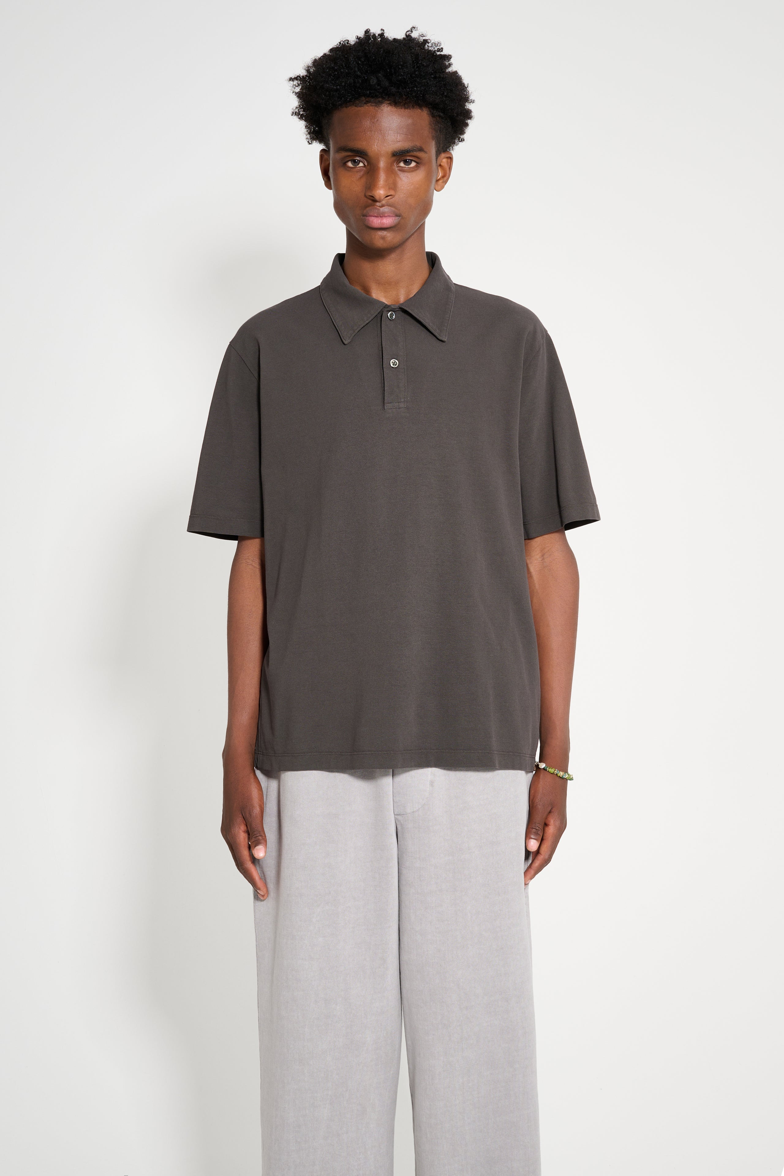 LADY WHITE CO. PIQUE TWO BUTTON POLO BLACK PINE - 1