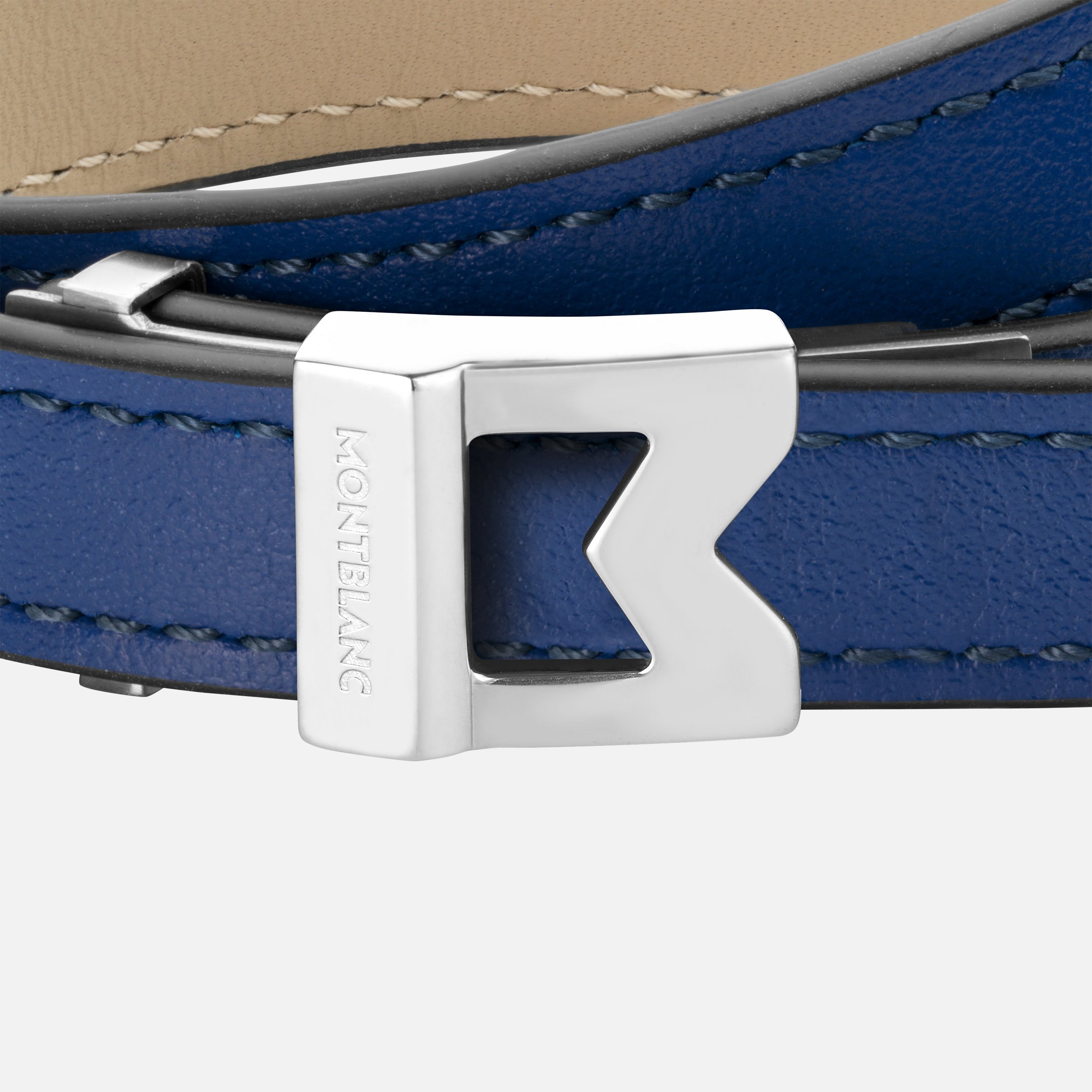 Bracelet Montblanc M logo Blue leather, Adjustable size - 2