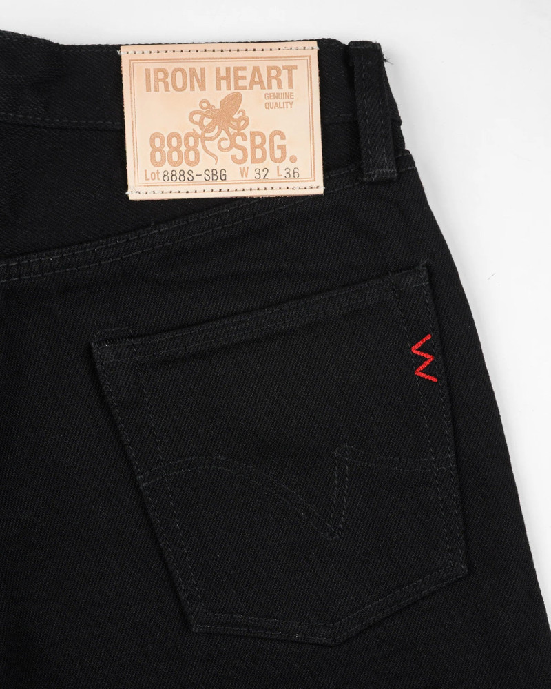 Iron Heart IH-888S-SBG 21oz Selvedge Denim Medium/High Rise Tapered Cut Jeans - Superblack (Fades To Grey) outlook