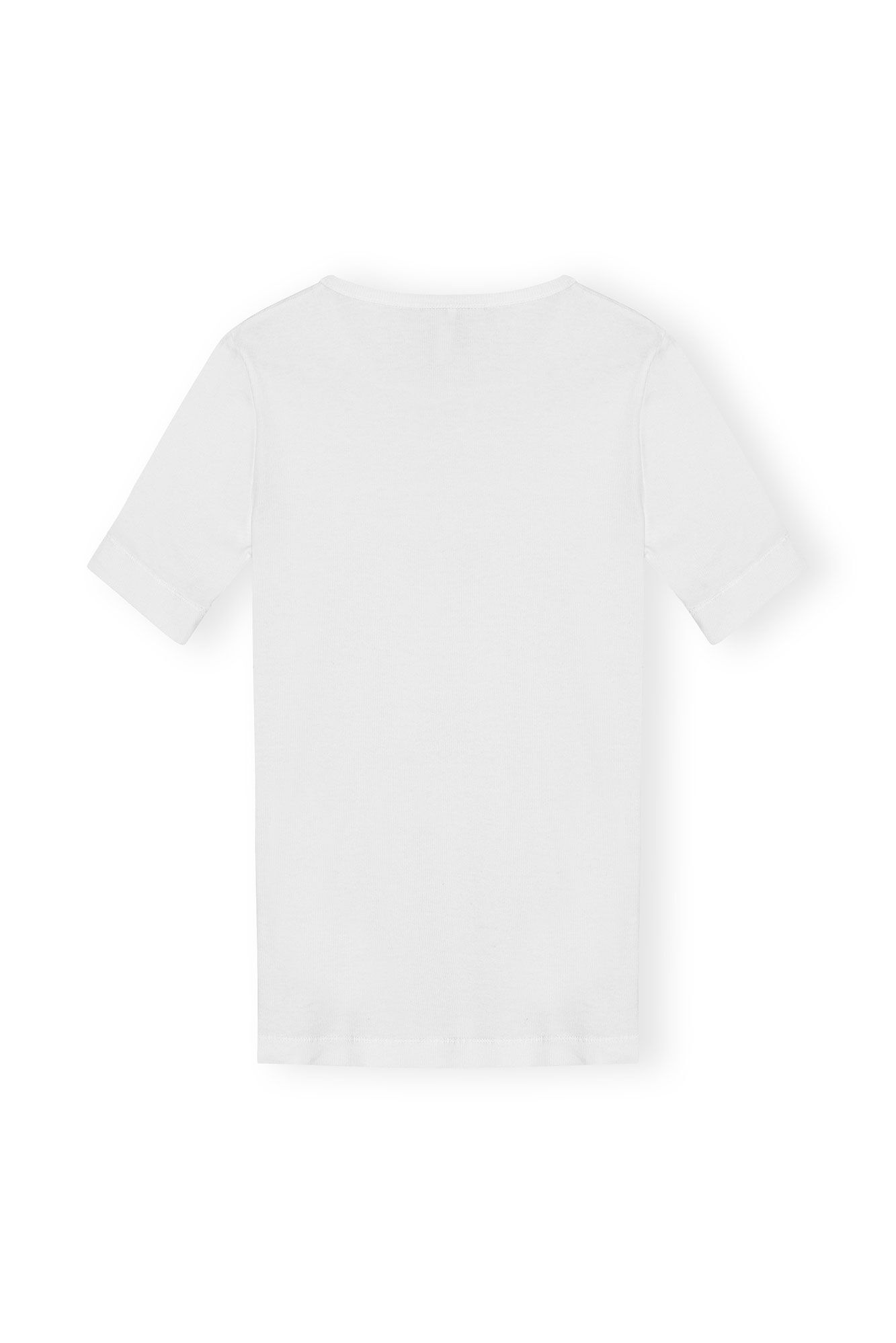 WHITE SOFT COTTON RIB SHORT SLEEVE T-SHIRT - 2