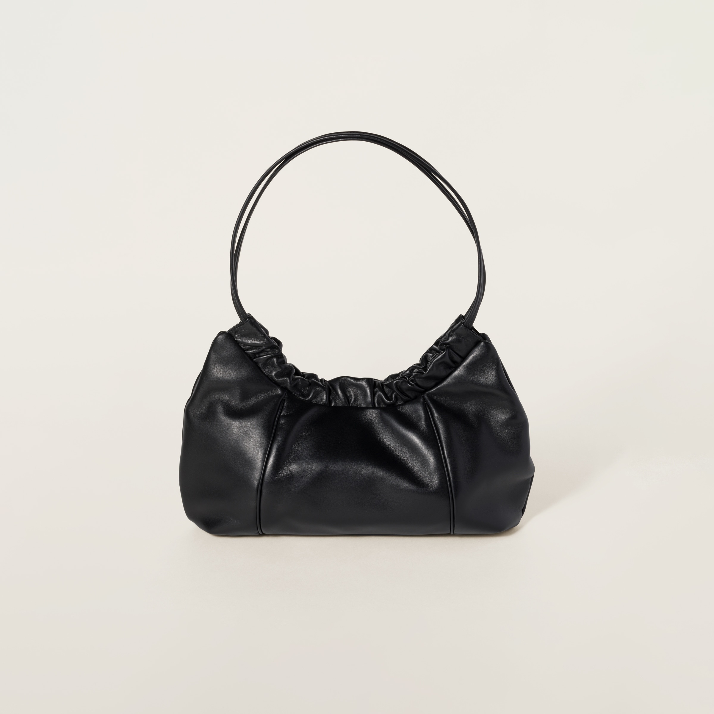 Nappa leather hobo bag with logo - 3