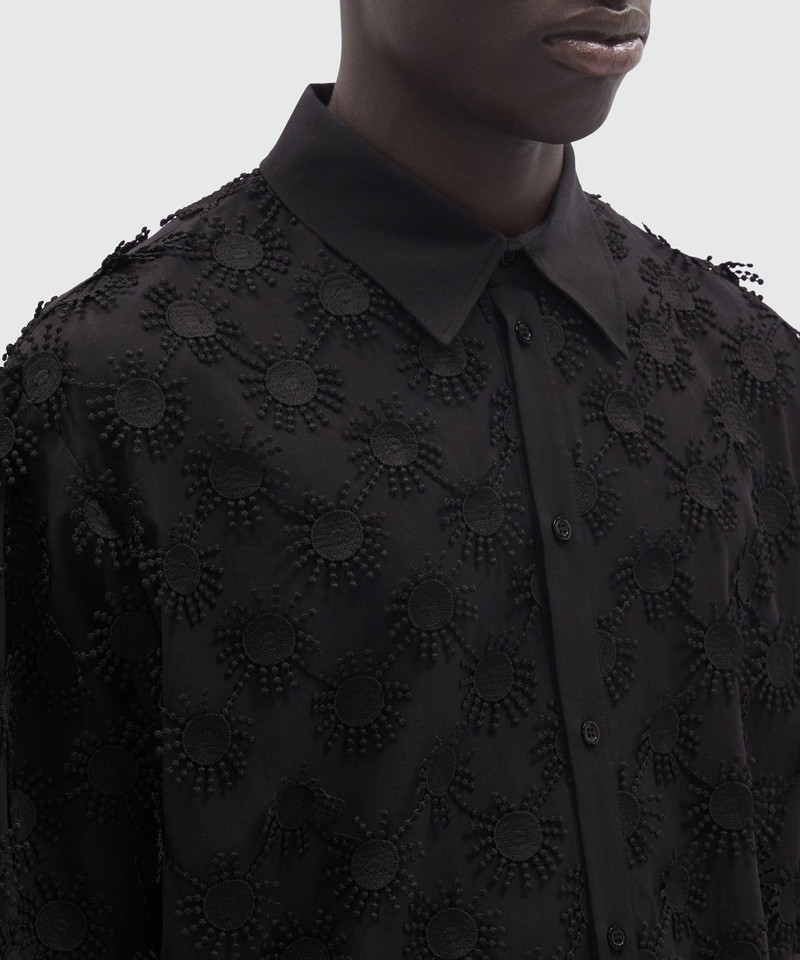 Black poplin shirt with all-over embroidery 5