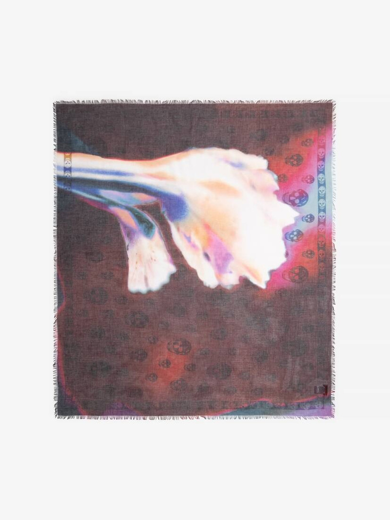 Men's Luminous Flower Shawl in Bordeaux/ivory 1