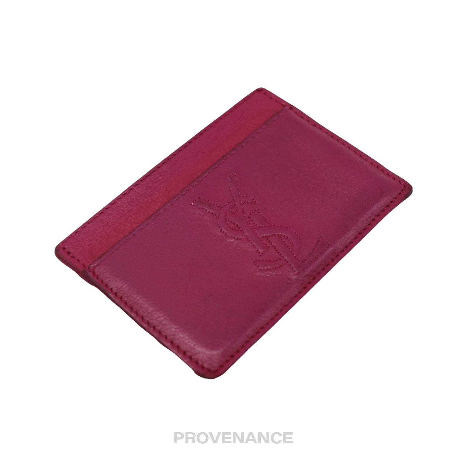 Saint Laurent Paris YSL Logo Card Holder Wallet - Fuchsia - 3