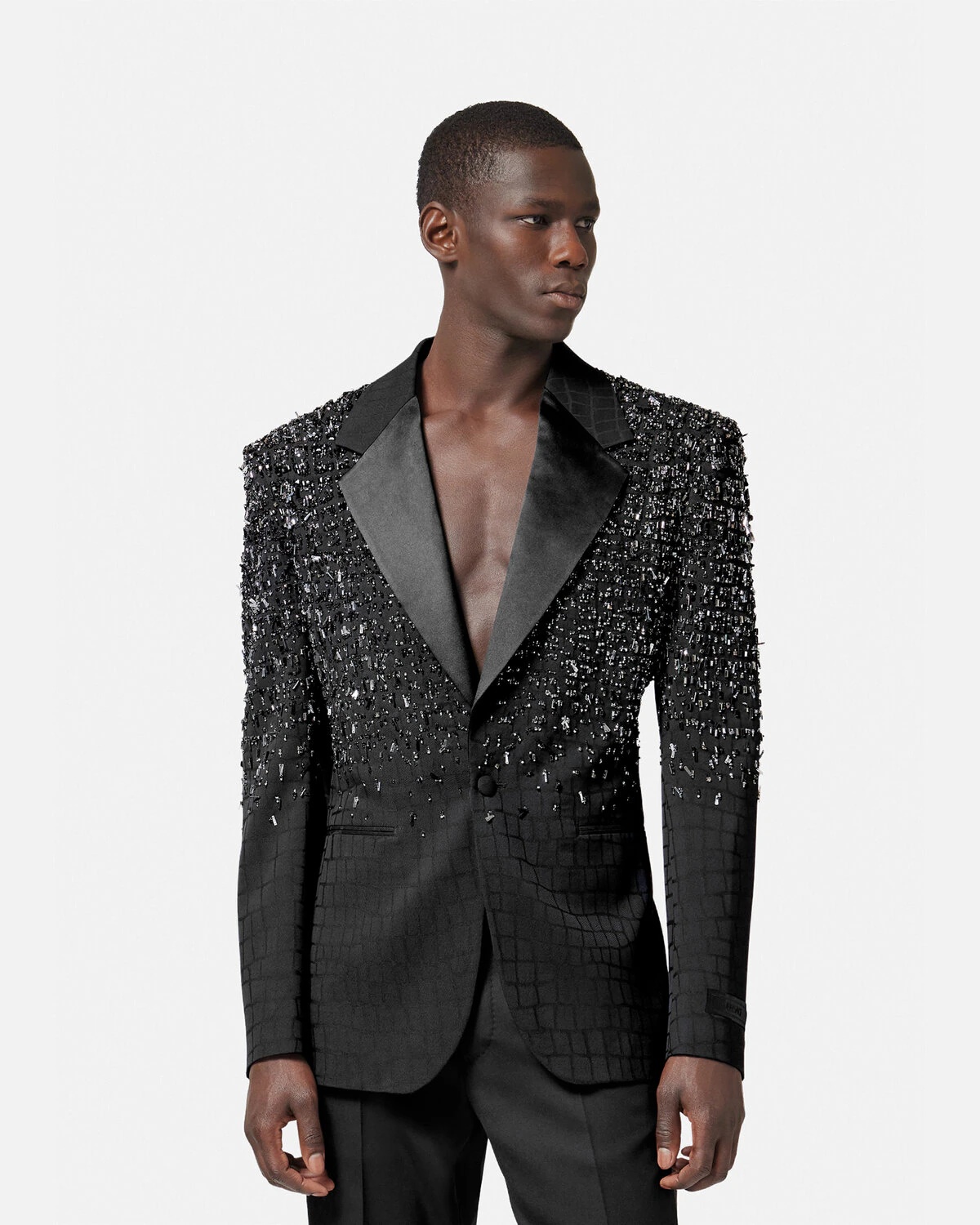 Crystal Croc-Effect Jacquard Blazer - 3