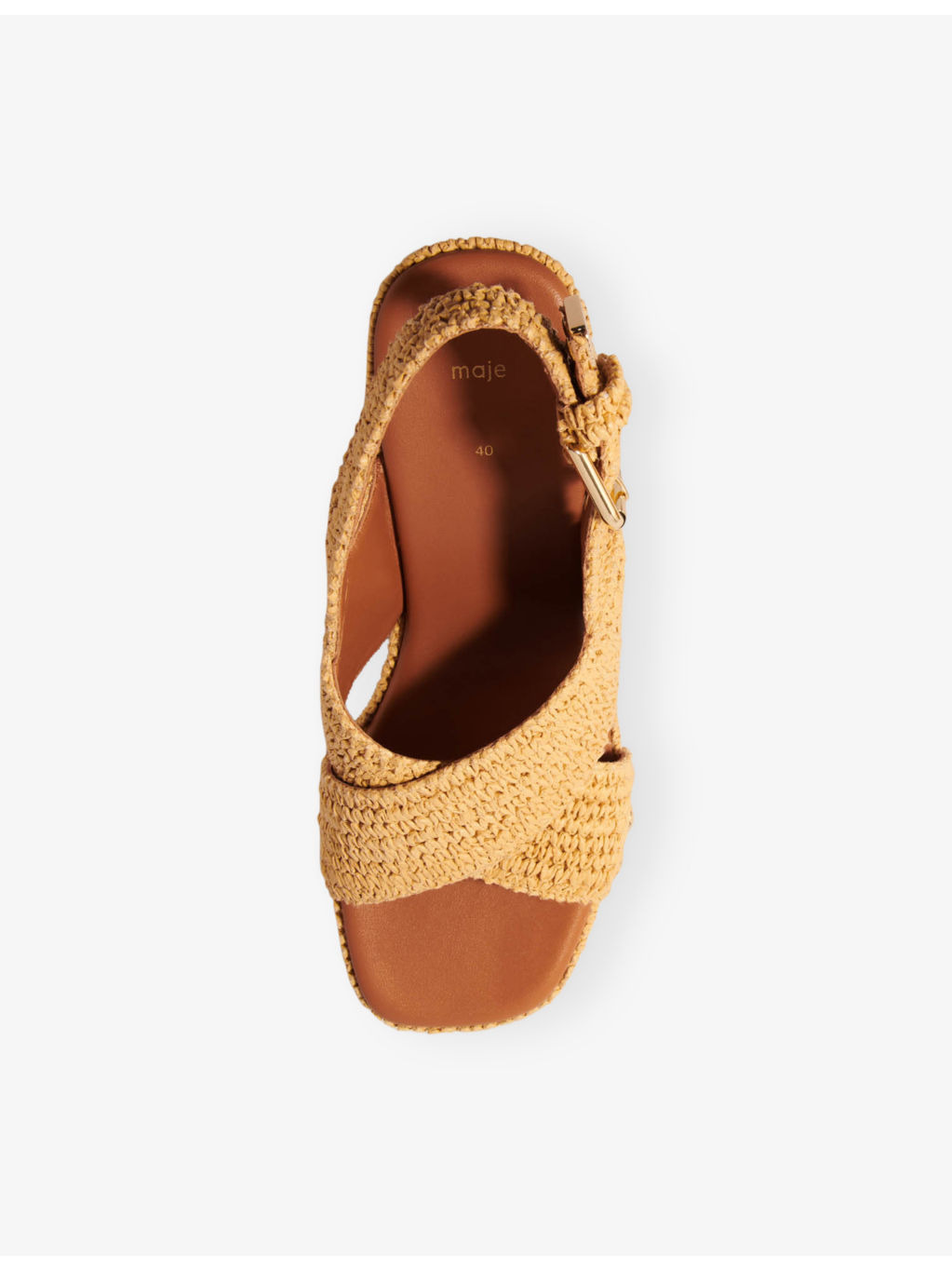 Raffia-Effect Heeled Wedge Sandals - 2