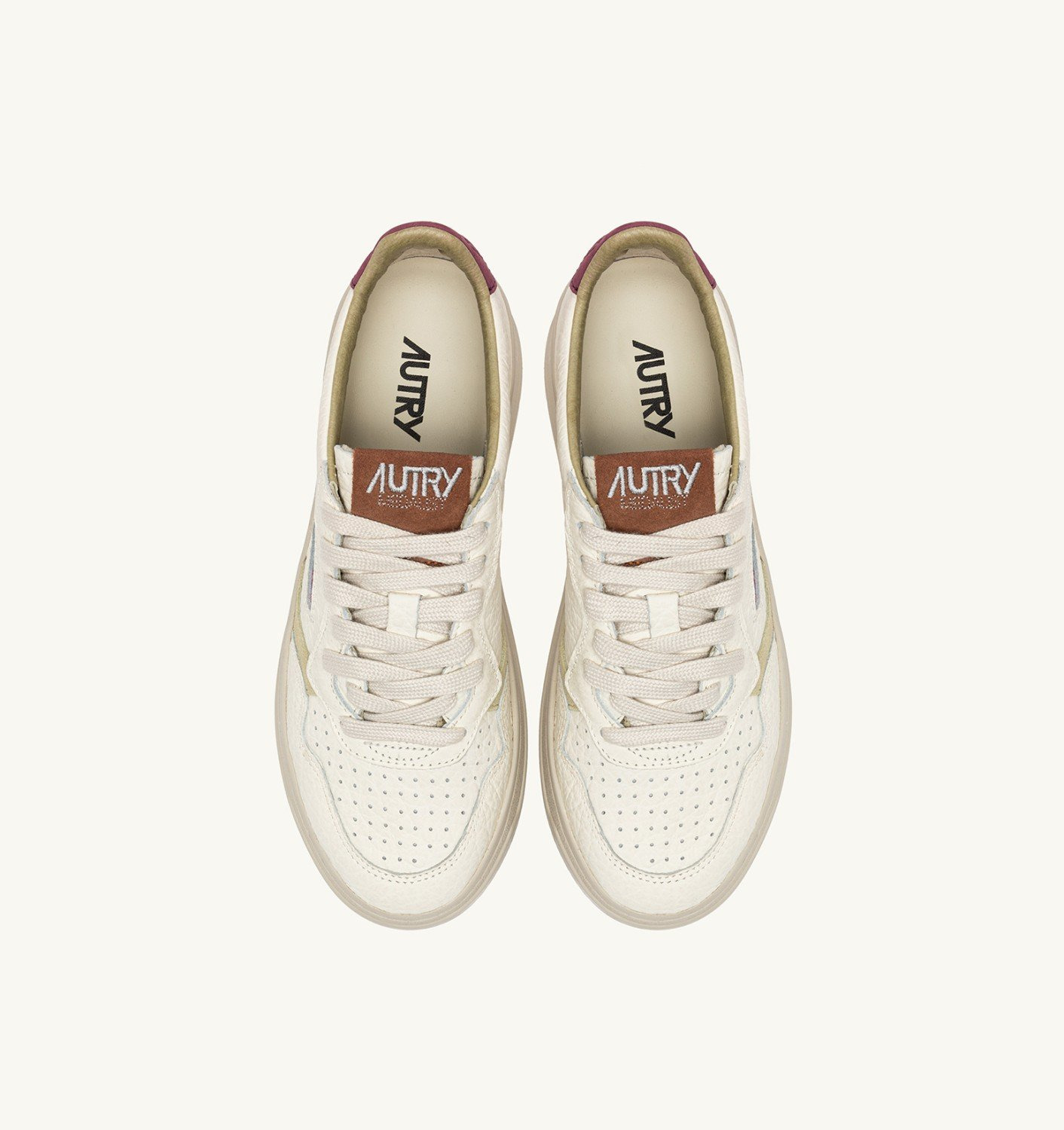MEDALIST LOW SNEAKERS IN MARSHMALLOW AND BURGUNDY LEATHER - 5