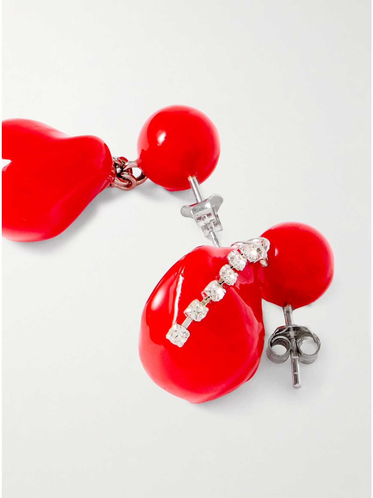 Rhodium-plated Resin And Crystal Earrings - 3