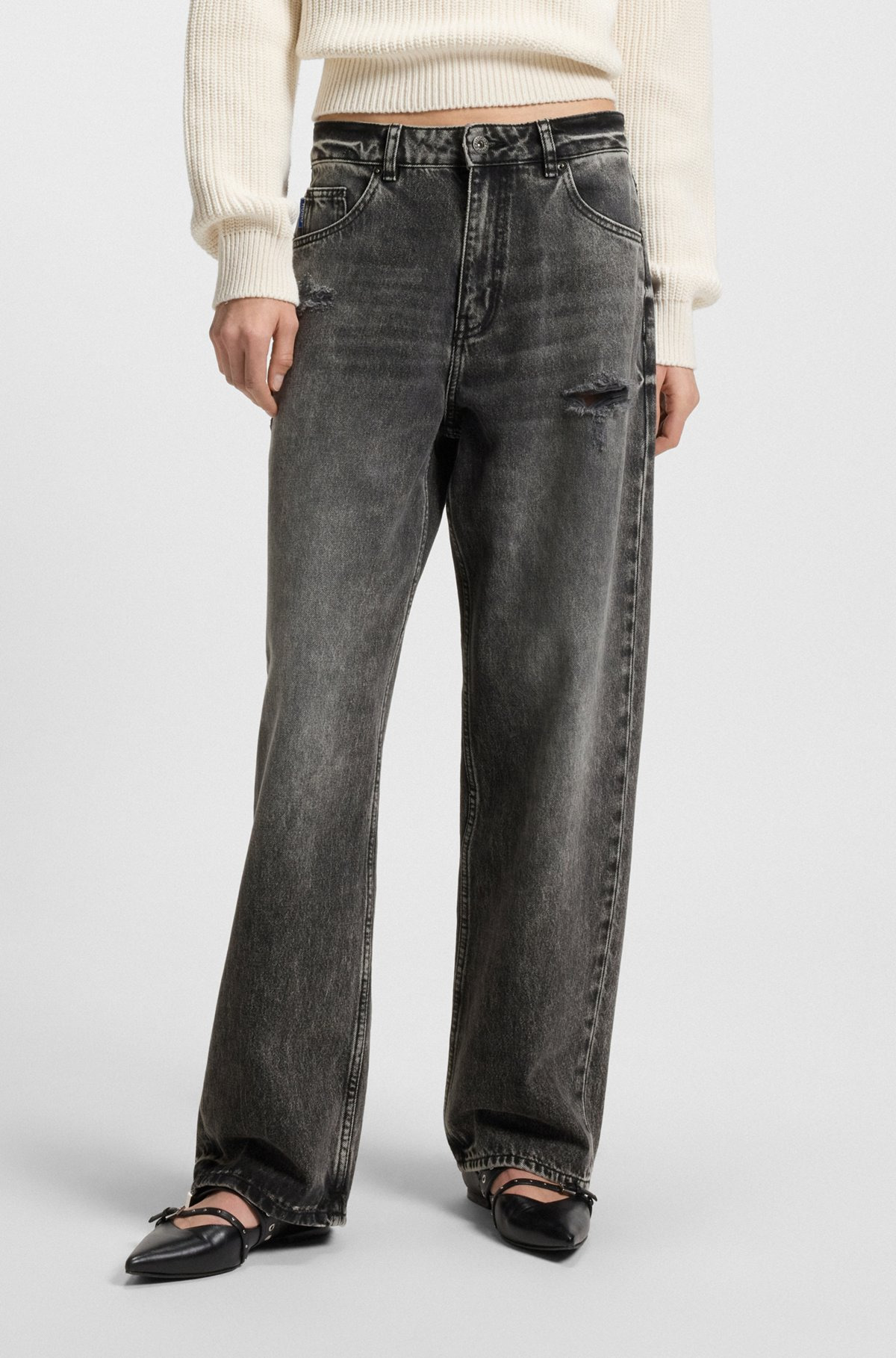 RELAXED-FIT JEANS IN DISTRESSED RIGID DENIM - 2