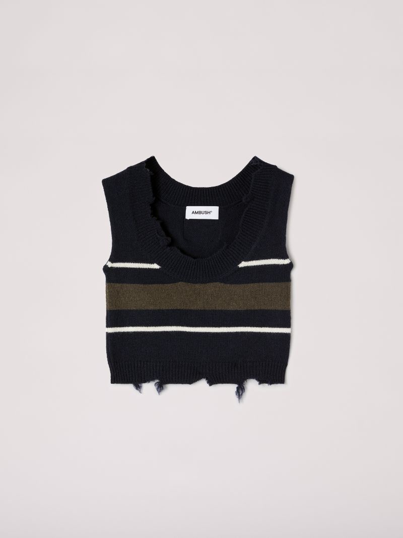 Dangled Rib Knit Vest - 1