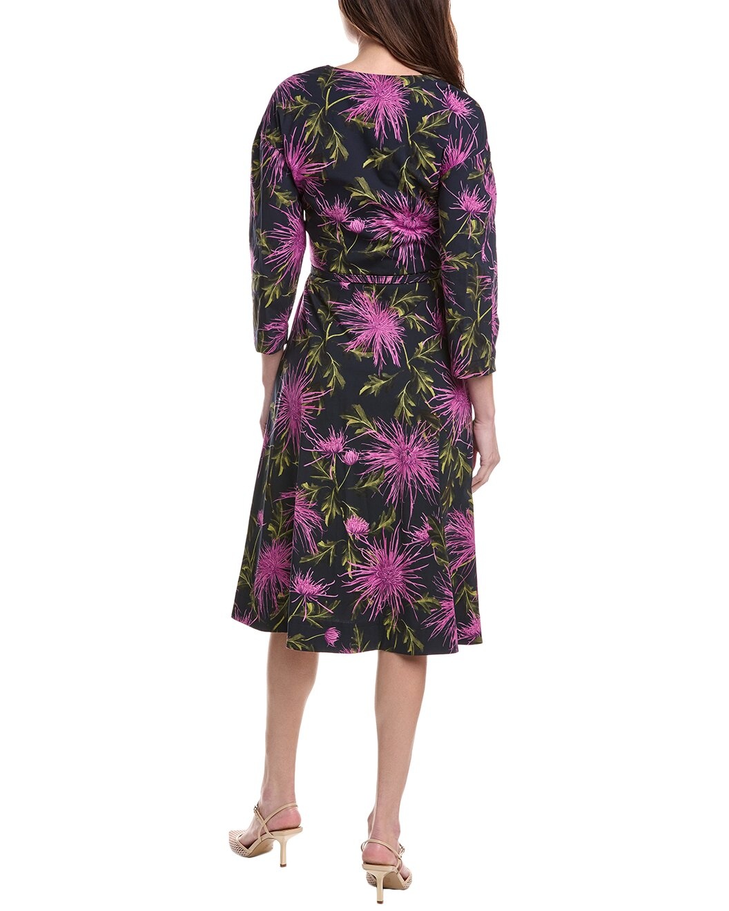 Oscar de la Renta Zip Front Chrysanthemum Midi Dress - 2