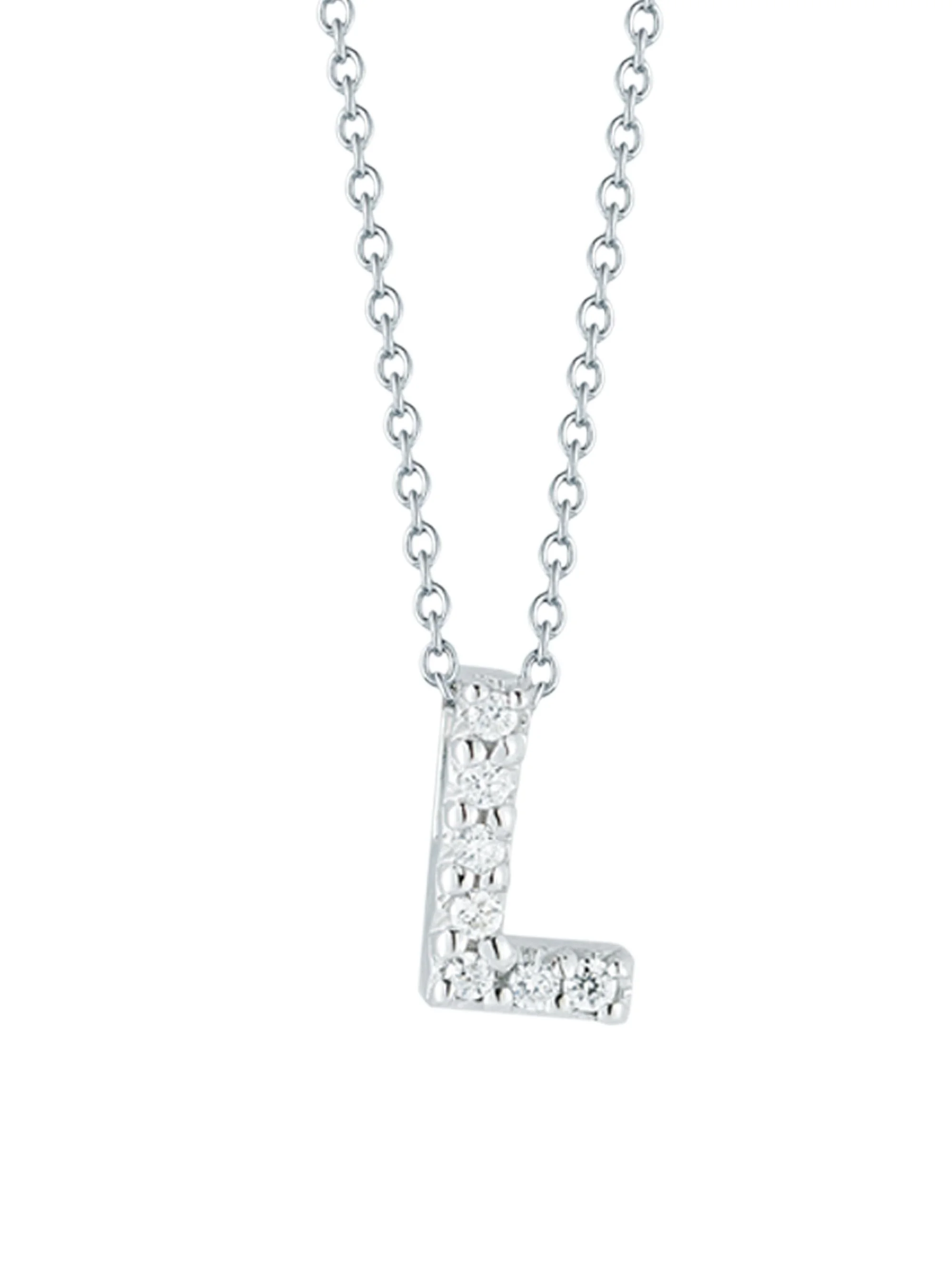 Women's Tiny Treasures 0.08 TCW Diamond & 18K White Gold Initial Necklace - Initial L - 1