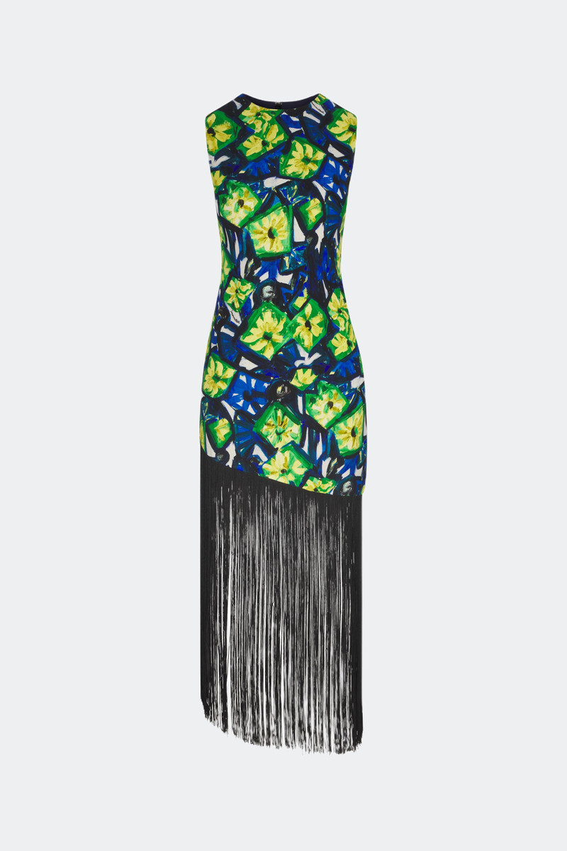 Casablanca Fringe Dress in Small Abstract Floral 1