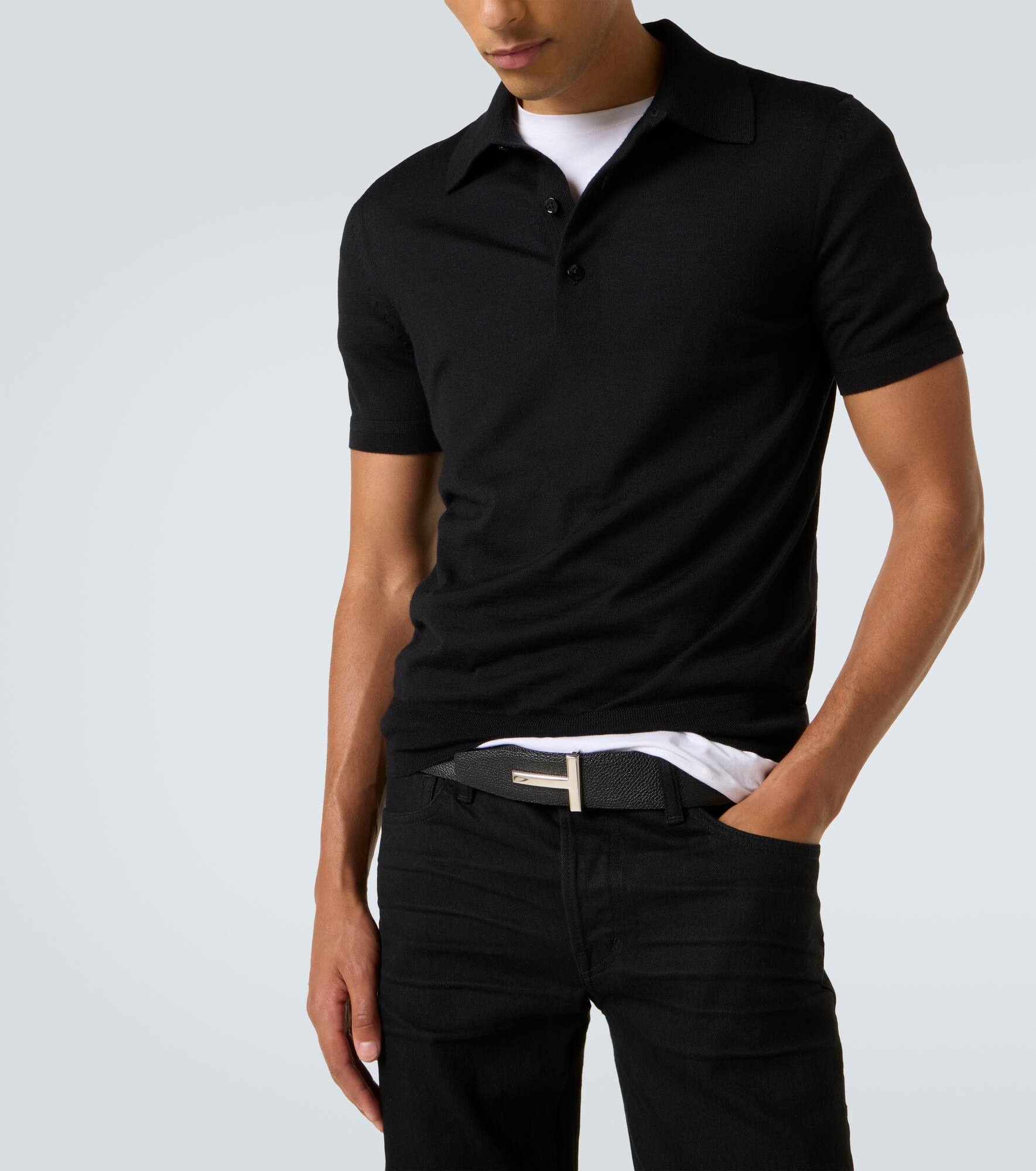 Cashmere and silk polo shirt - 5