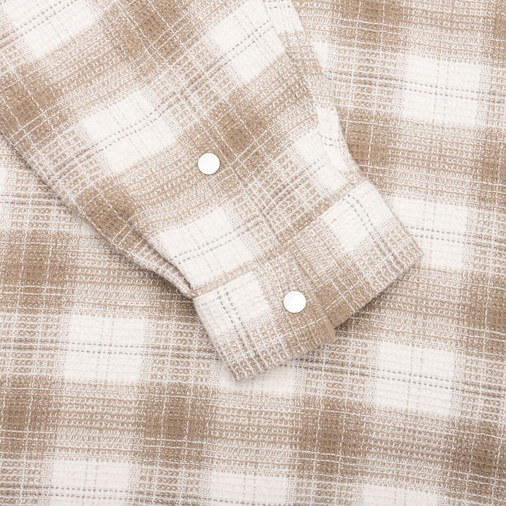 WAFFLE FLANNEL SHIRT - MID BROWN - 4
