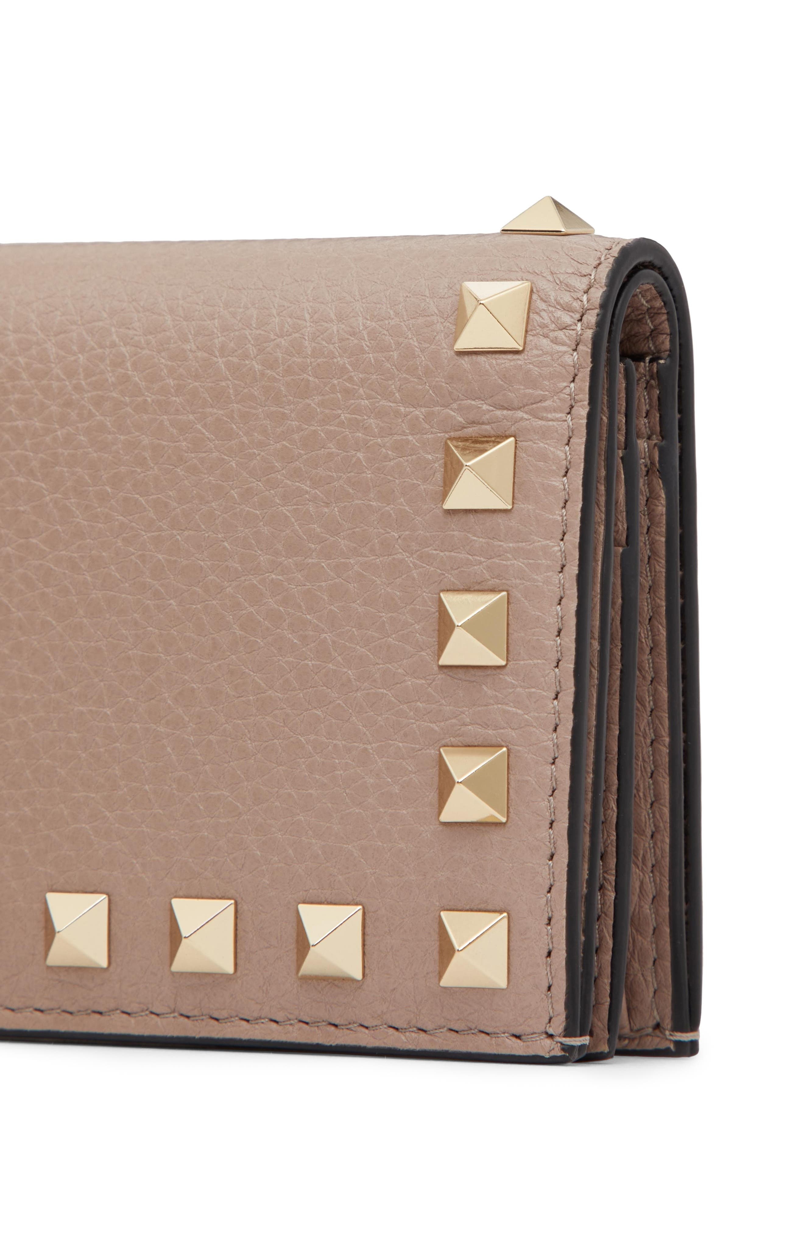 Valentino Garavani Rockstud Leather Bifold French Wallet in Poudre at Nordstrom - 4