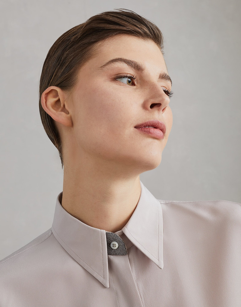 Silk crêpe de Chine shirt with precious buttonhole 3