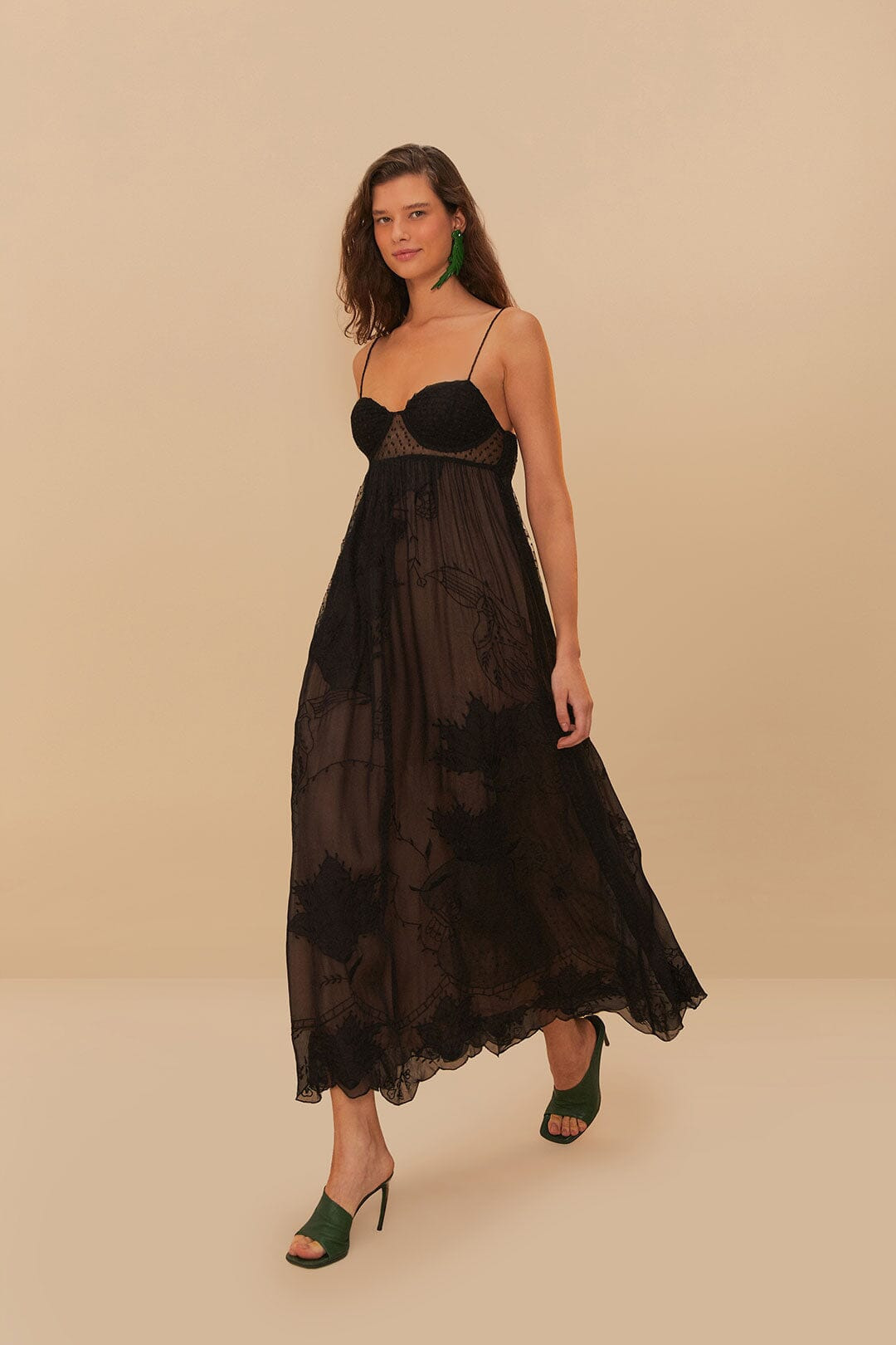Black Special Lace Sleeveless Maxi Dress - 2