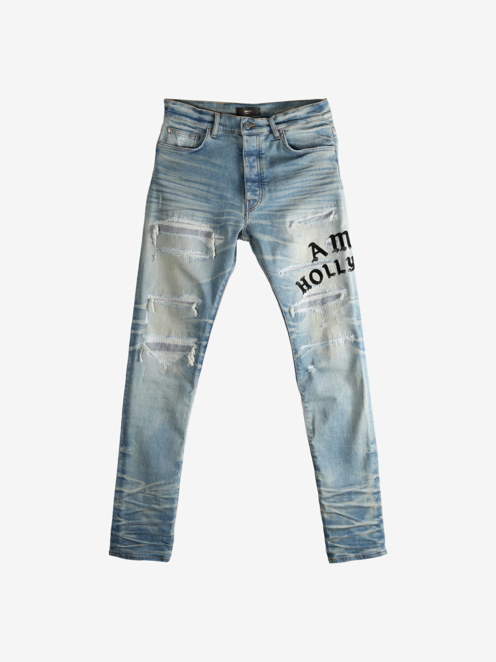 AMIRI - Men Hollywood Leather Applique Thrasher Repaired Skinny Jean - 4