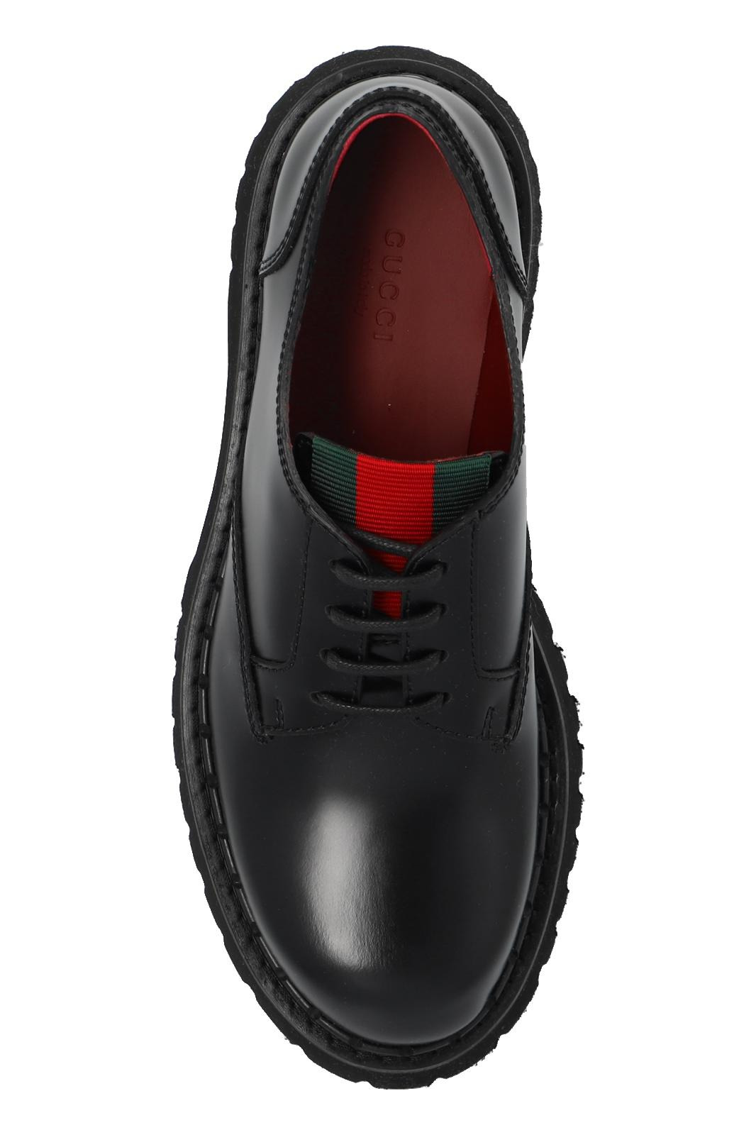Gucci Web Lace Up Leather Shoes - 3