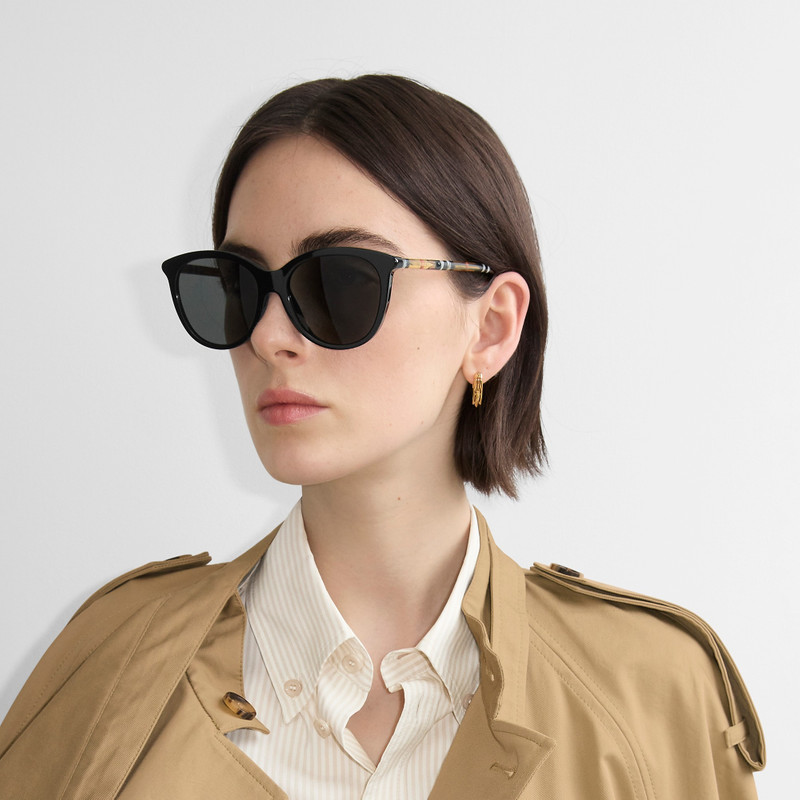 Burberry Tubular Check Round Sunglasses​ outlook