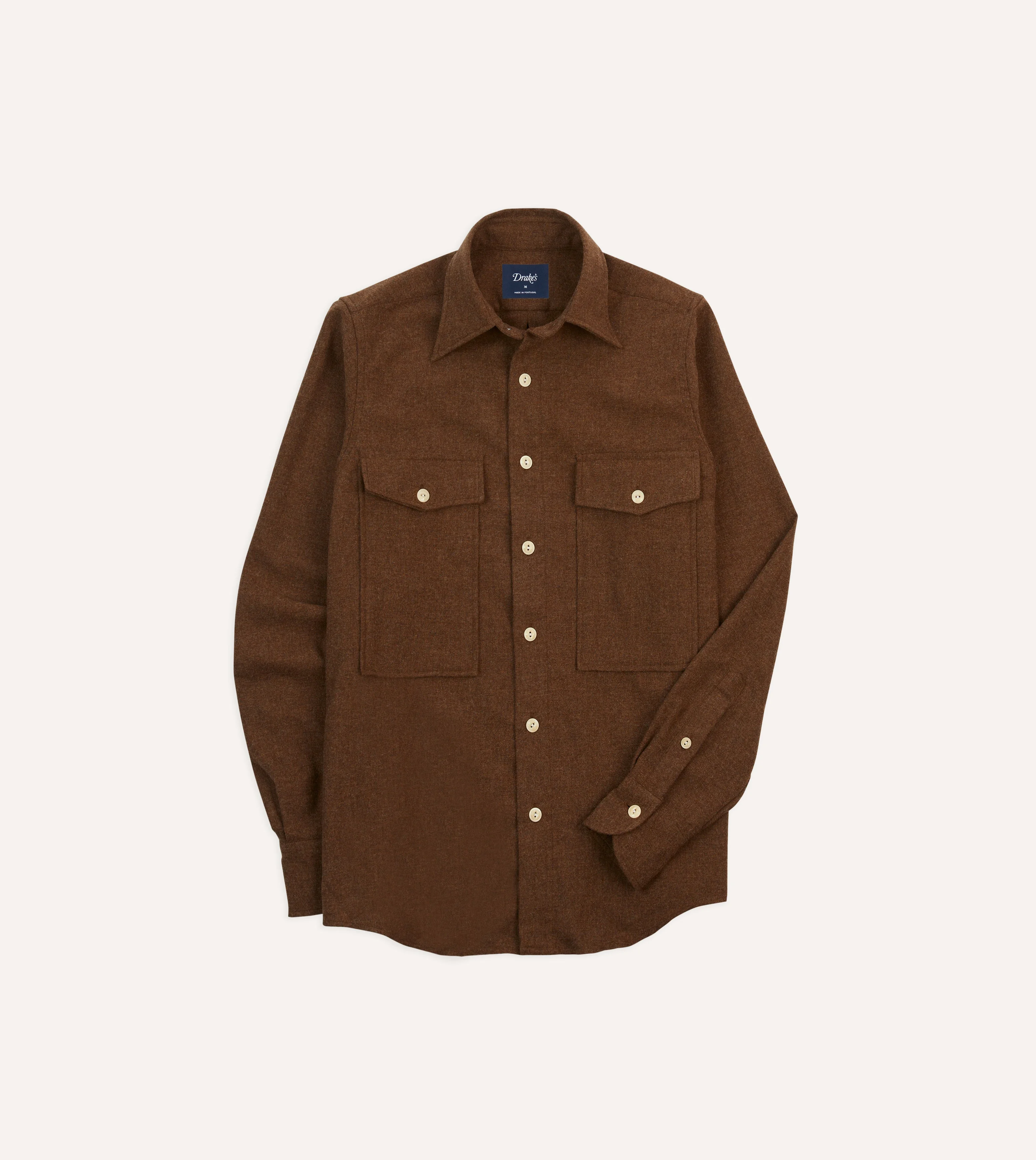 Brown Wool Two-Pocket Work Shirt - 1