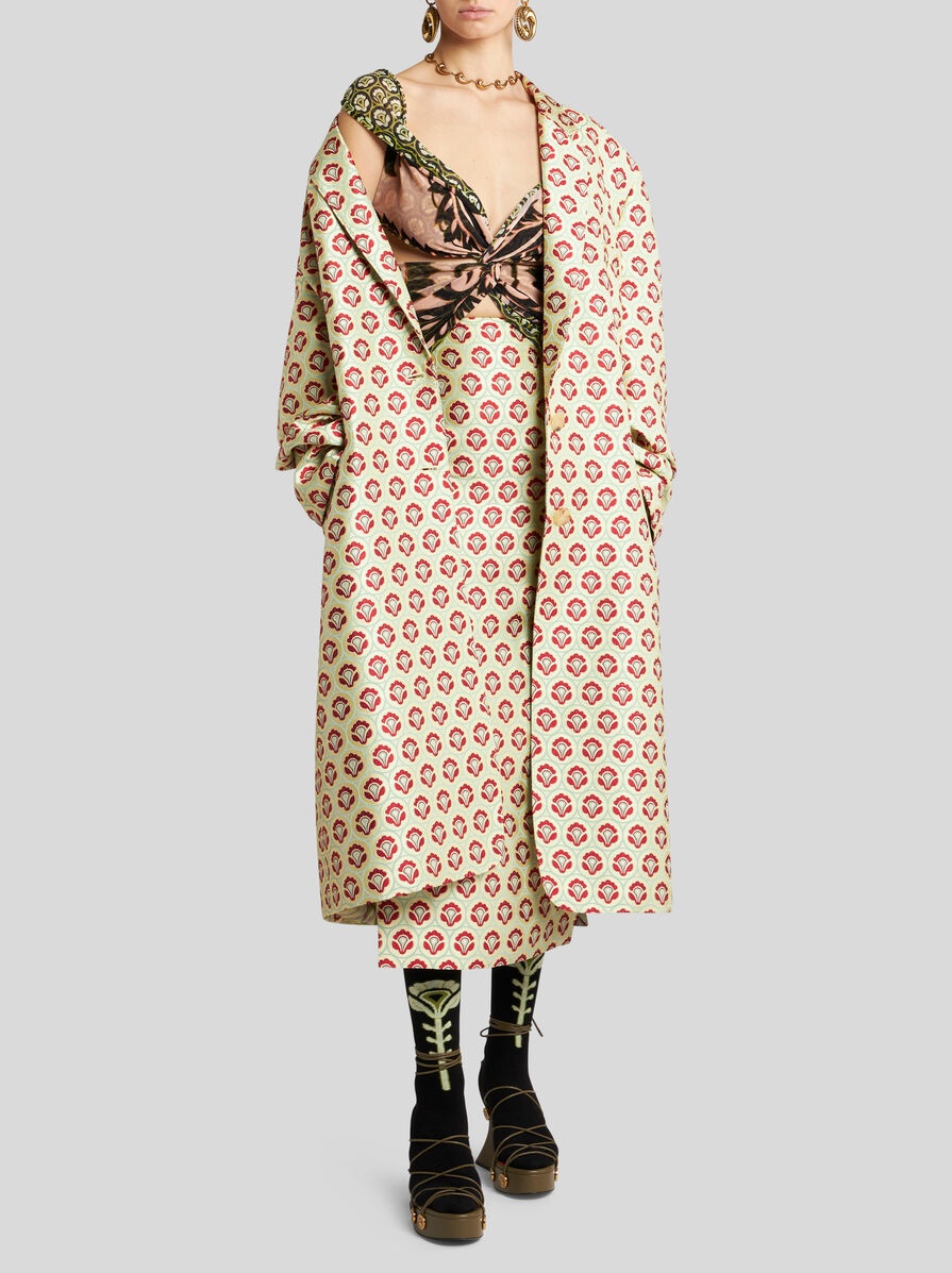 SHINY JACQUARD DUSTER COAT - 2