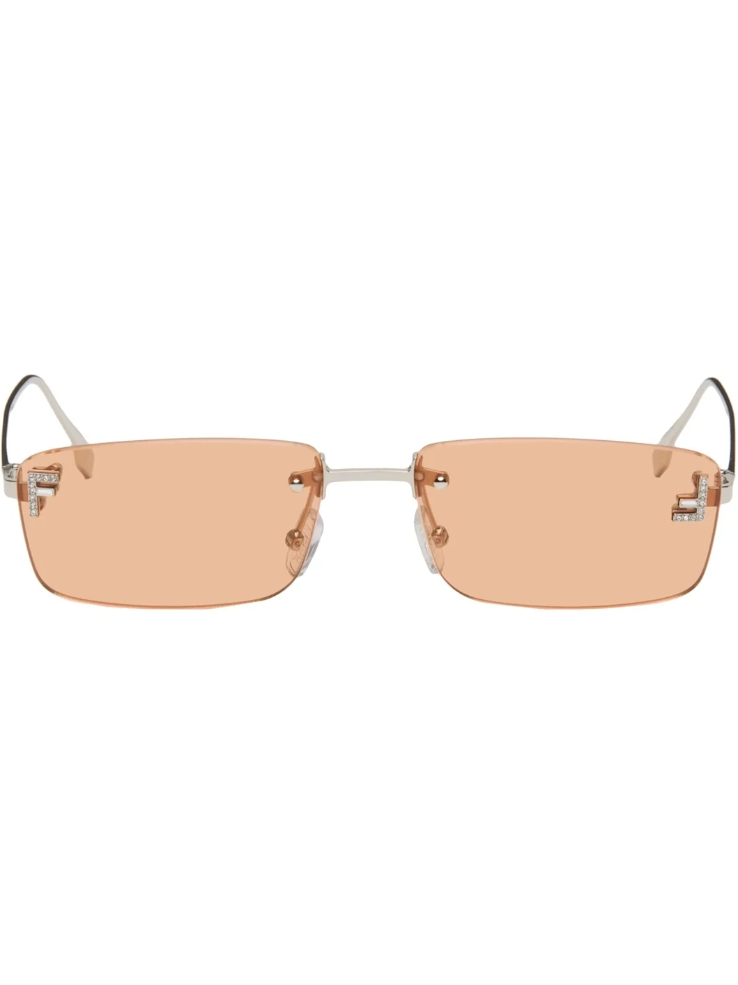 Silver & Orange 'Fendi First' Crystal Sunglasses - 1