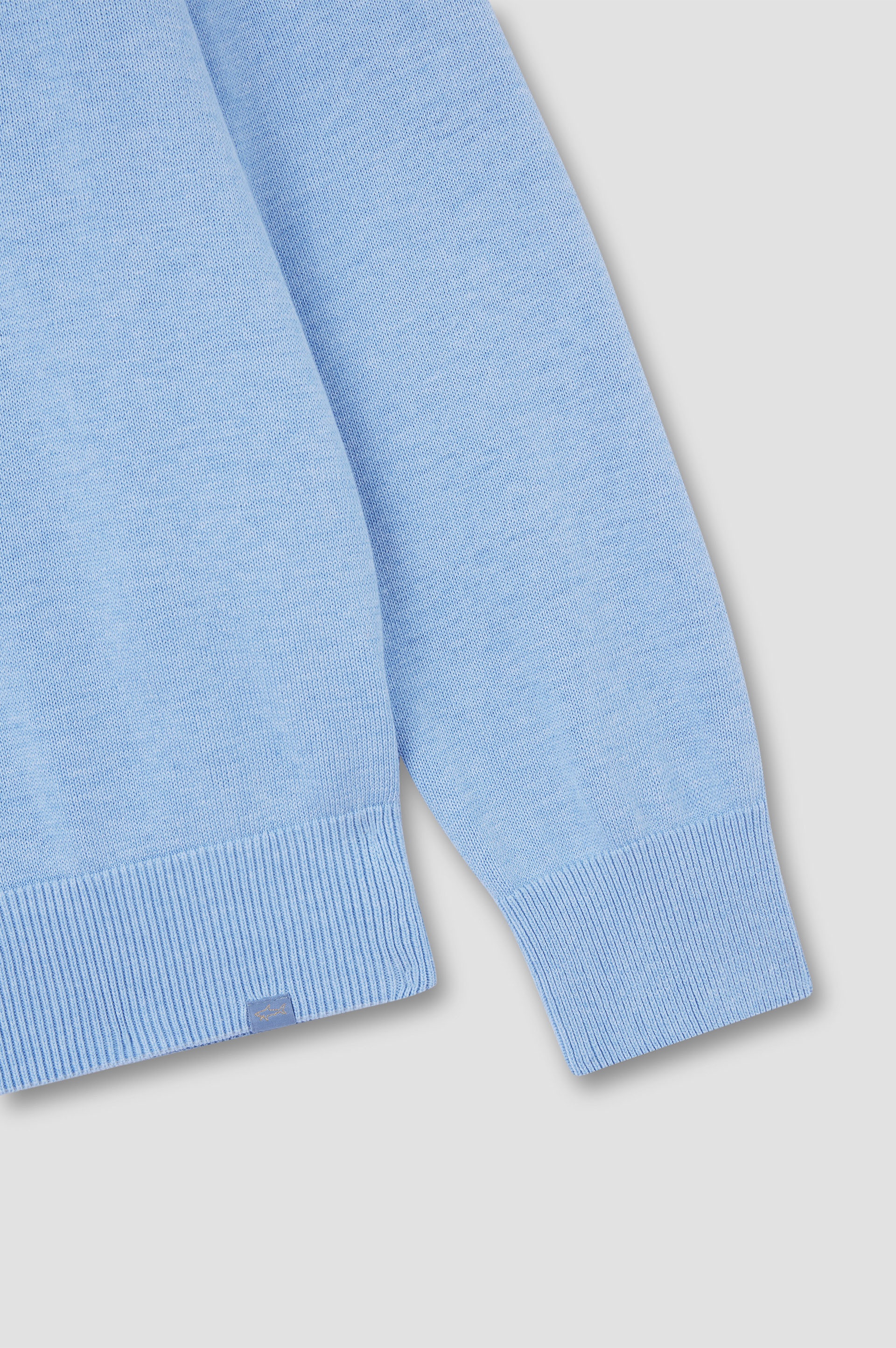 SWEATER IN FRESH COTTON WITH CONTRASTING LINEN DETAILS - 7