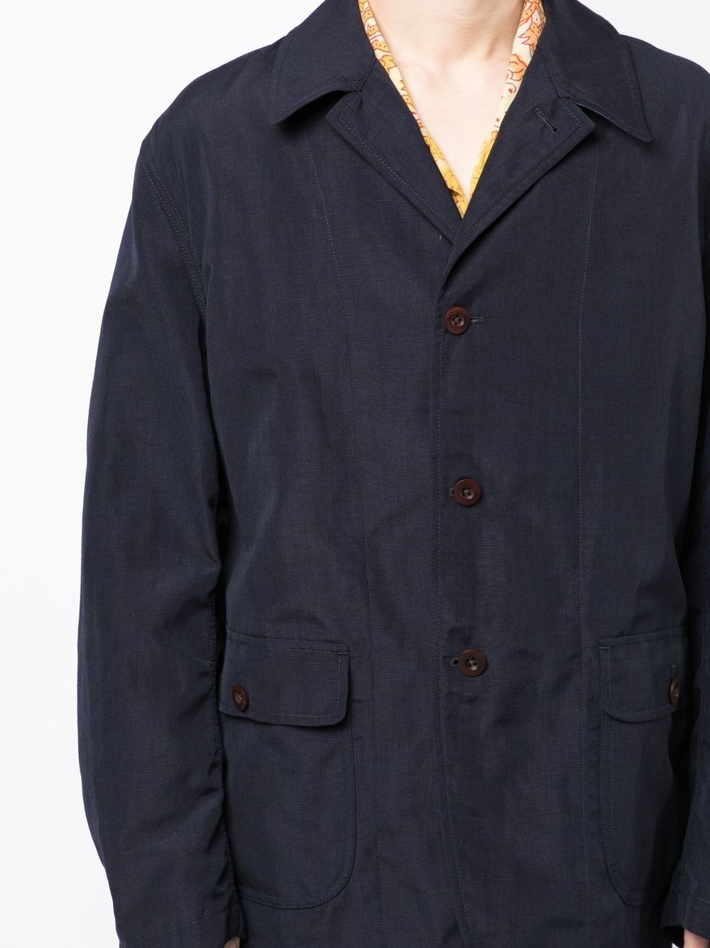 single-breasted wool-linen jacket - 5