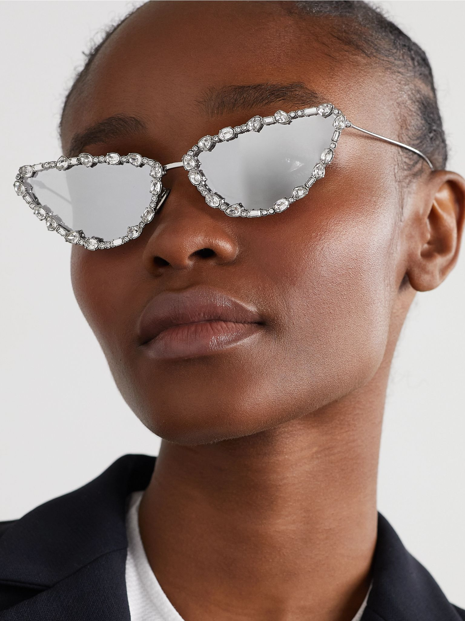 MissDior B1U cat-eye crystal-embellished silver-tone sunglasses Silver - 2