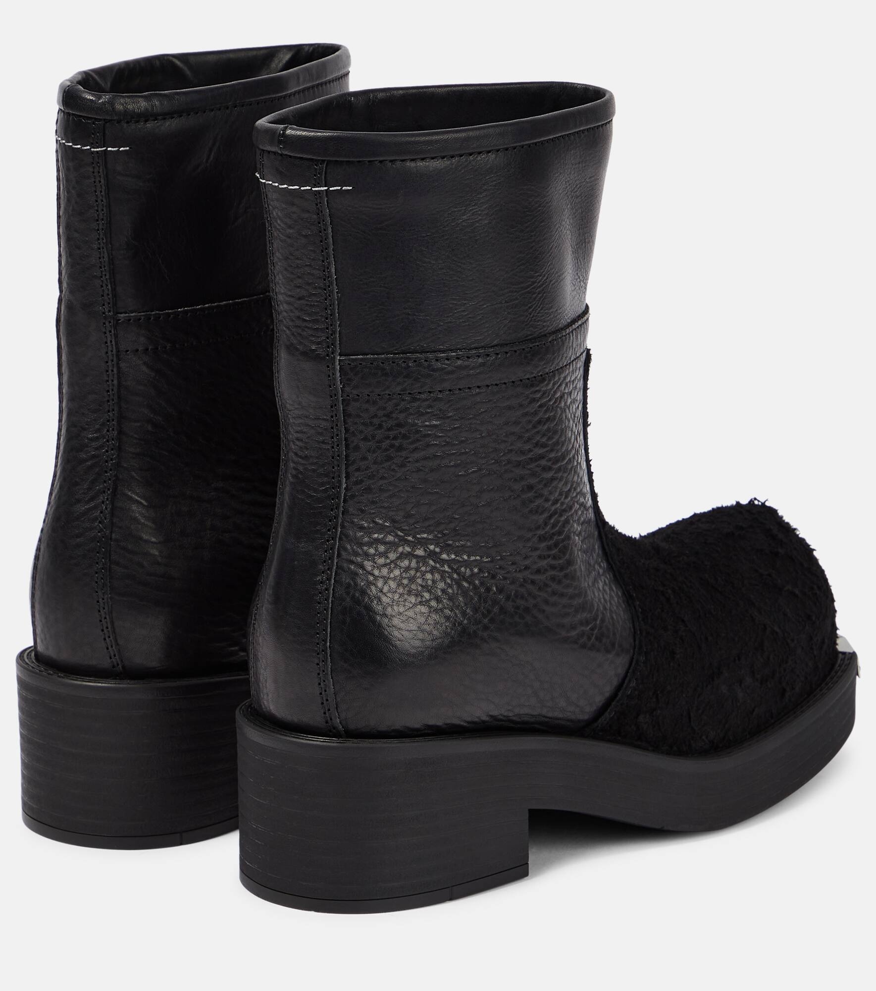 Leather and suede ankle boots - 3