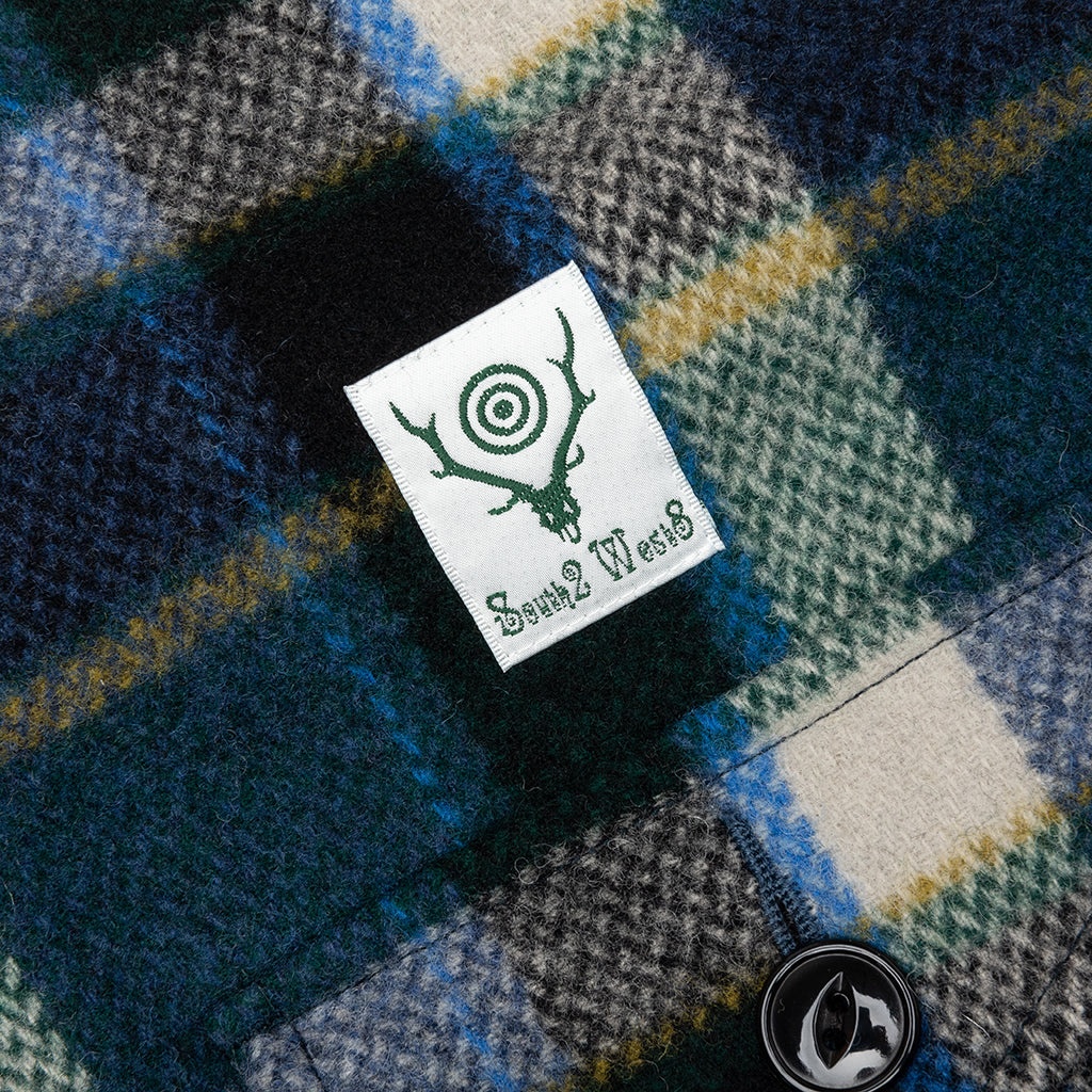 SMOKEY WOOL MELTON PLAID SHIRT - GREEN - 3
