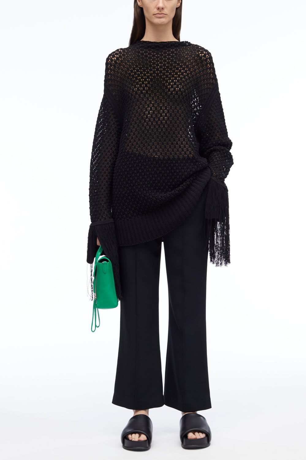 Textured Fringe Oversized Pullover - 6