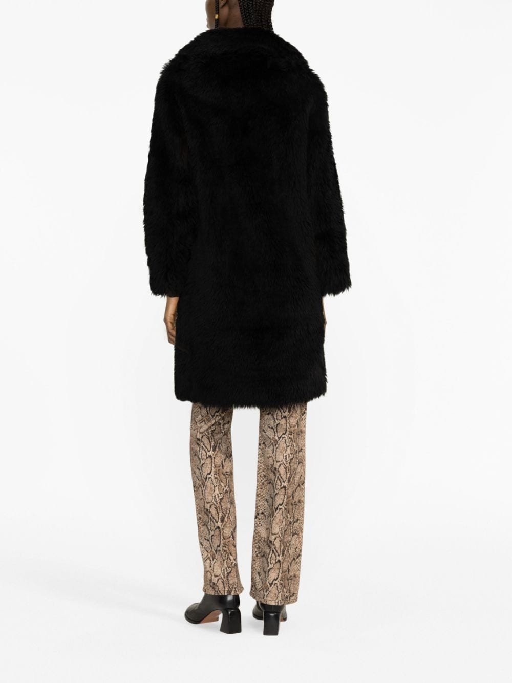 faux-fur wool-blend coat - 3