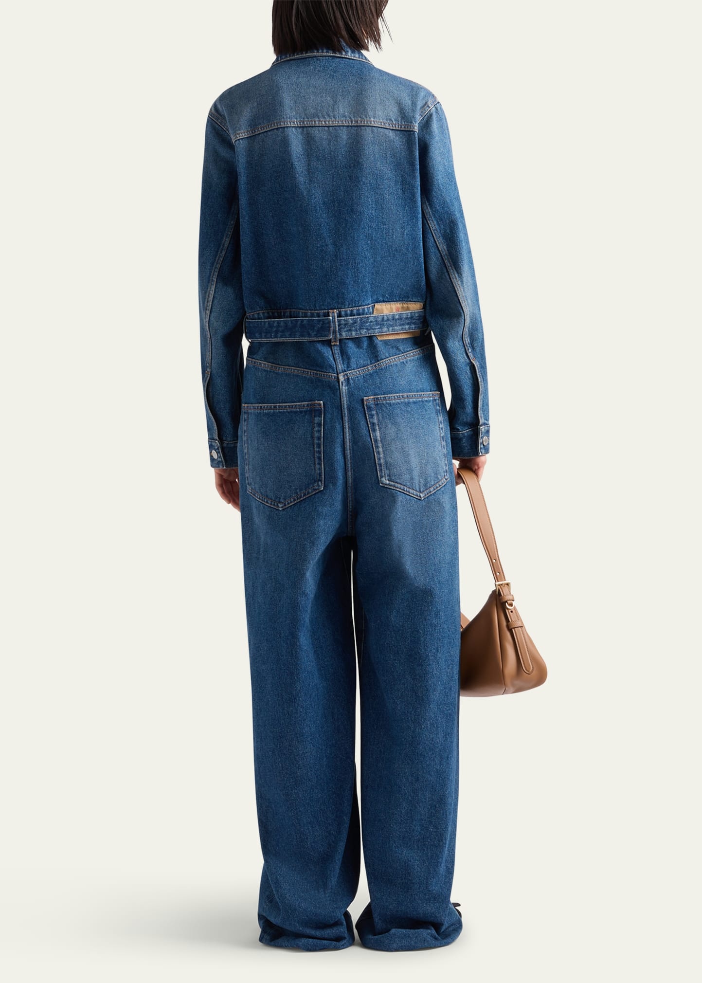 Denim Belted Wide Leg Jumpsuit - 3