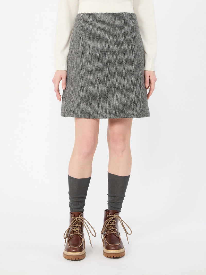 FARNESE Wool blend short skirt - DARK GREY 3
