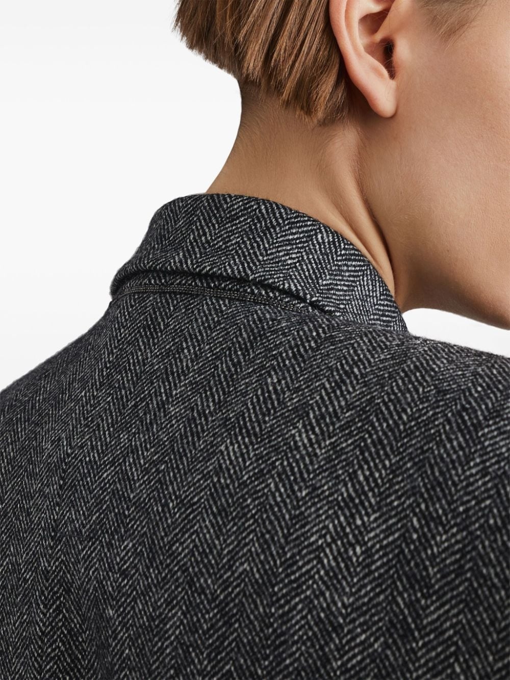 double-breasted herringbone blazer - 5